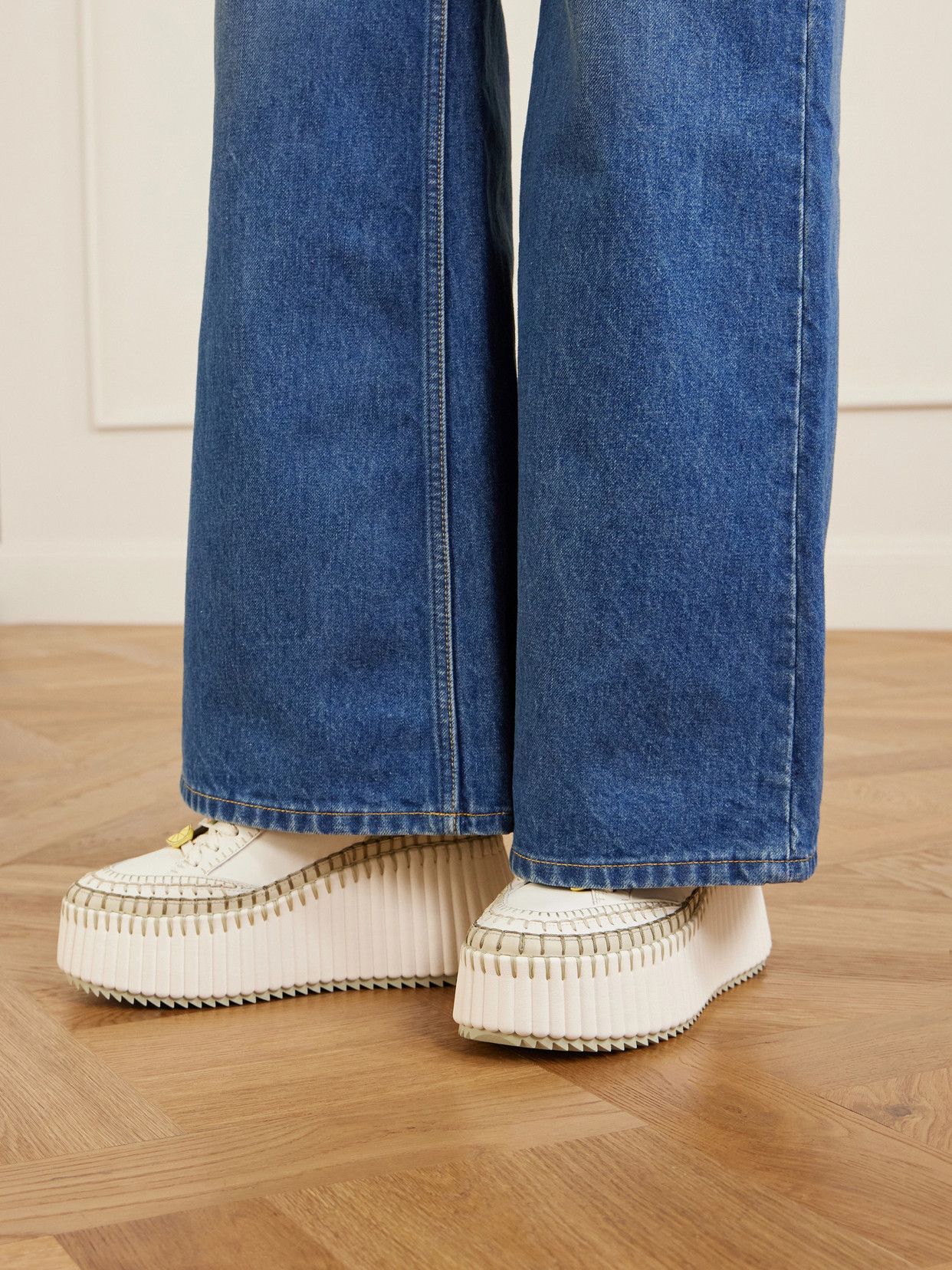 Chloé - Nama Patchwork Suede-Trimmed Leather Platform Sneakers