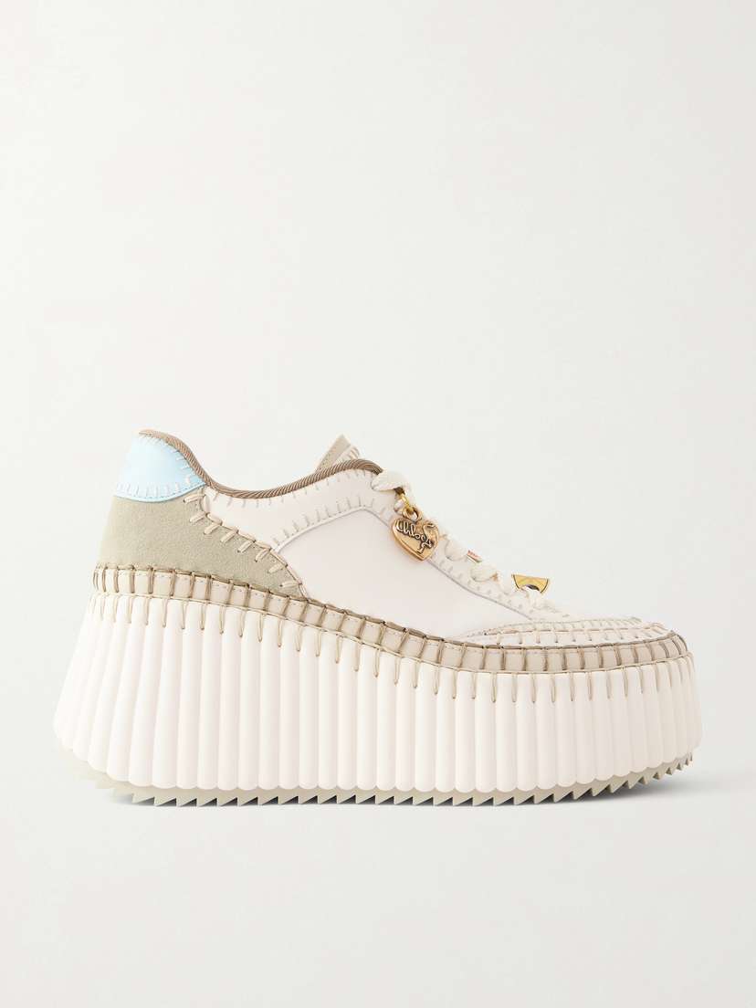 Chloé Nama Patchwork Suede-trimmed Leather Platform Sneakers