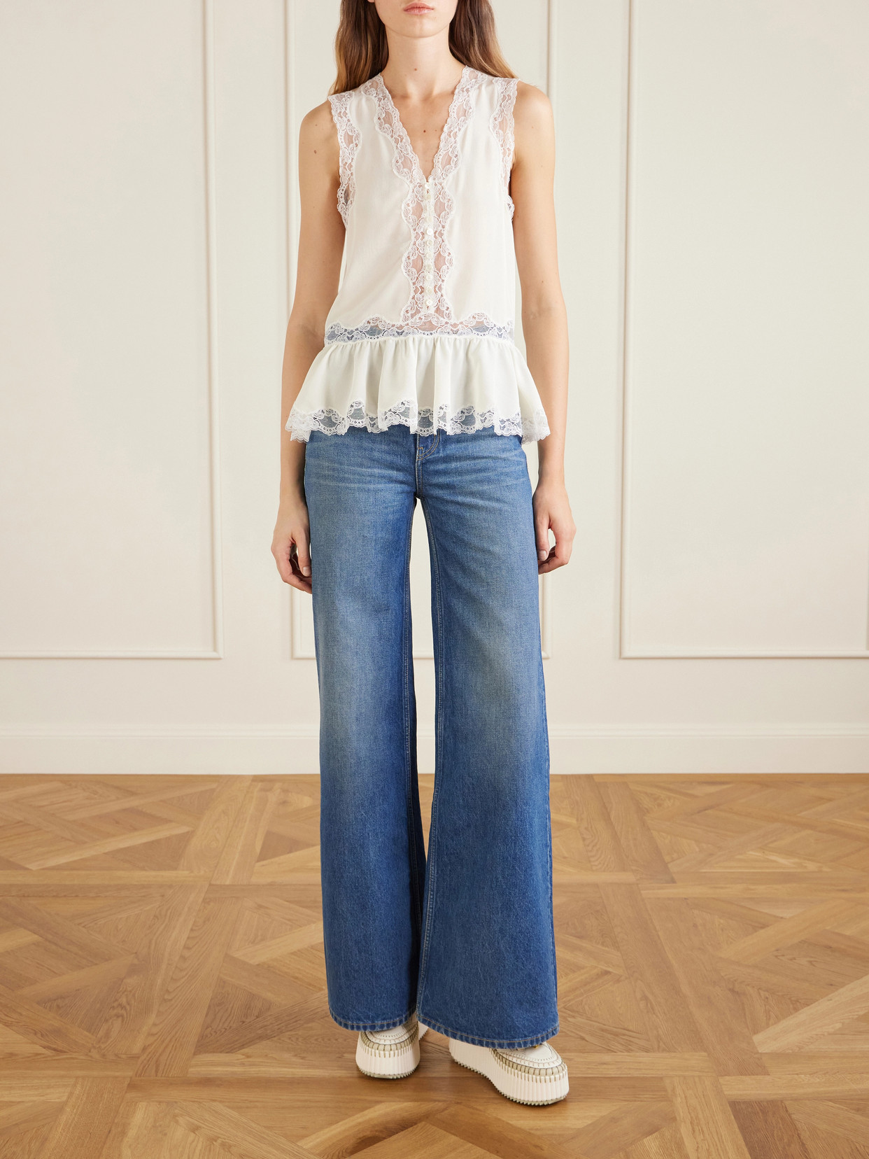 Chloé - Nama Patchwork Suede-Trimmed Leather Platform Sneakers