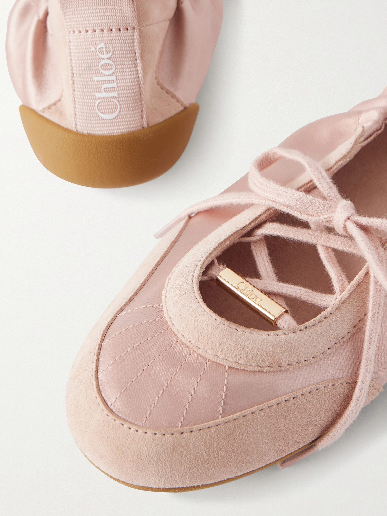 Chloé Kick Leather Ballet Flats Round Toe In Pink