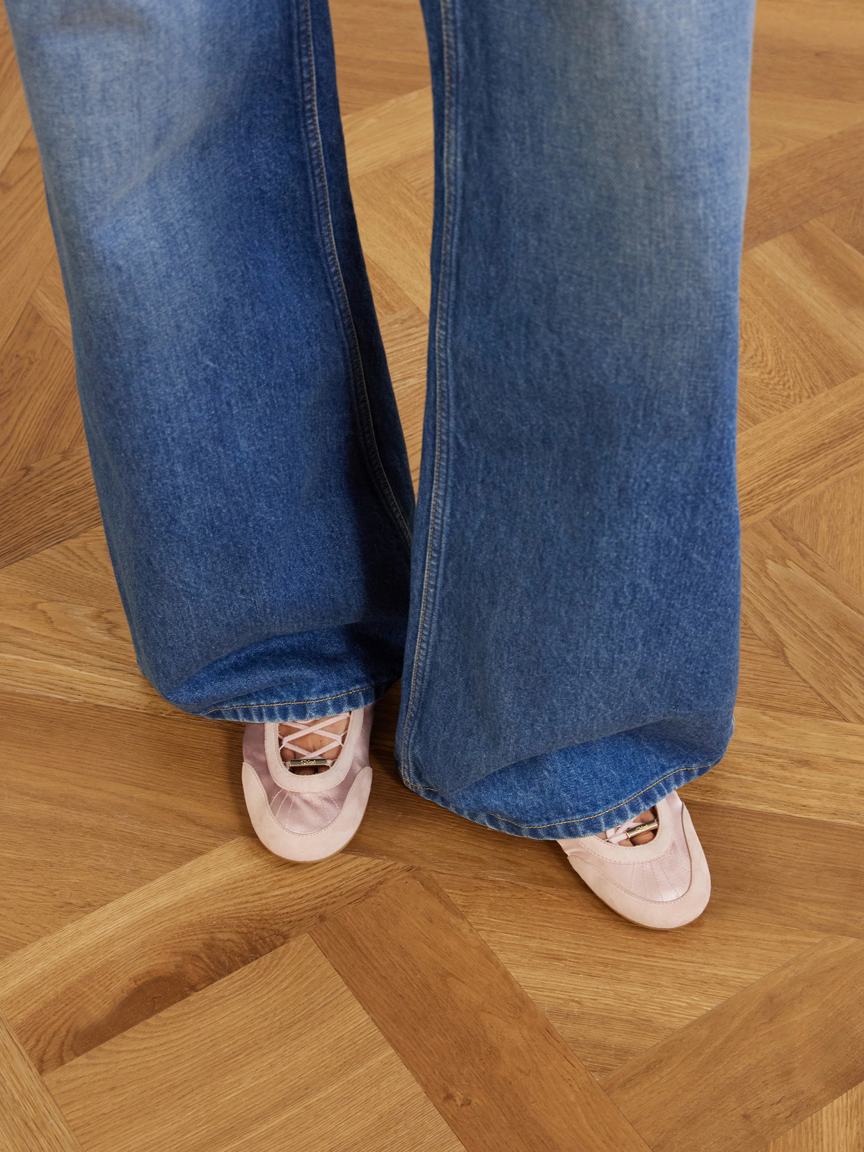 Chloé Kick Leather Ballet Flats Round Toe In Pink