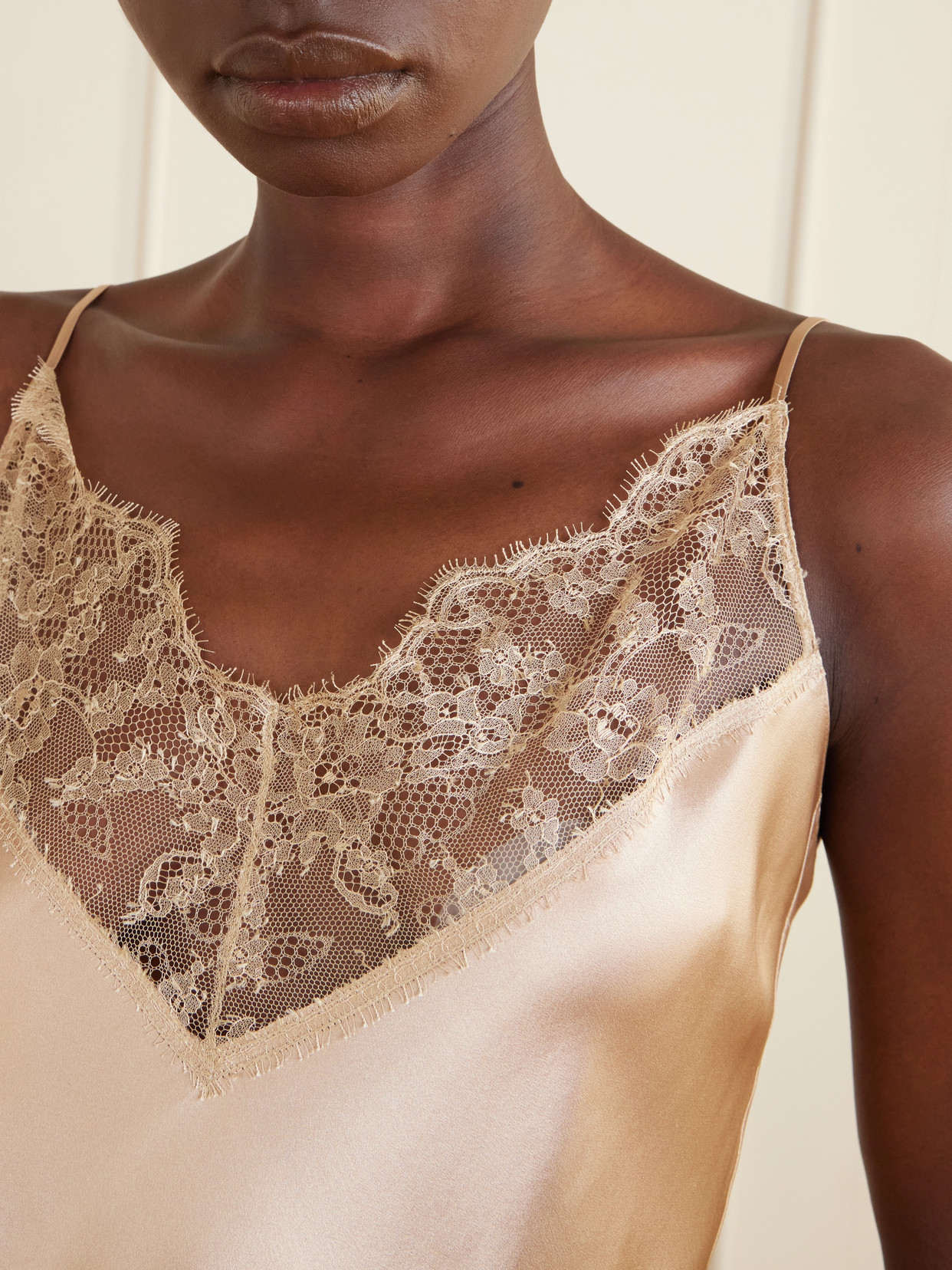 Lace-Trimmed Silk-Satin Camisole