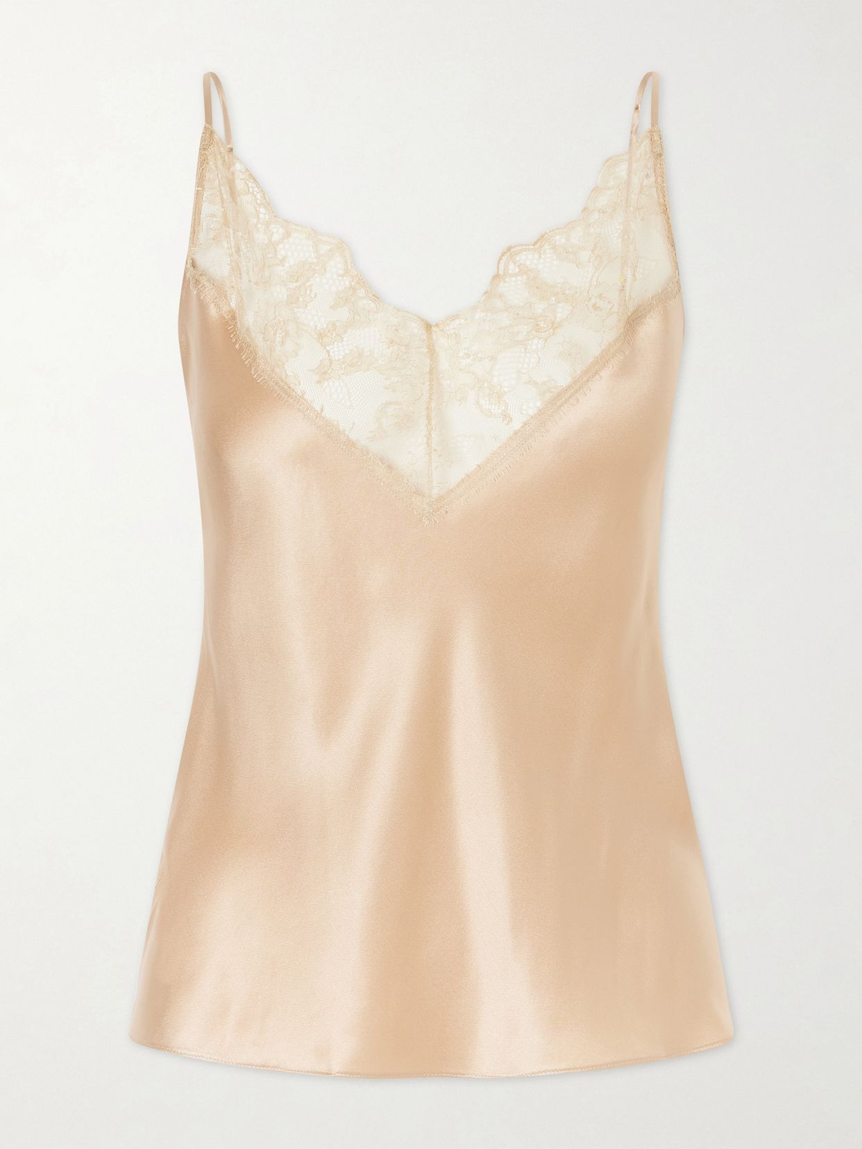 Lace-trimmed silk-satin camisole