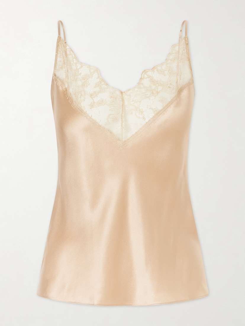 Carine Gilson Lace-trimmed Silk-satin Camisole