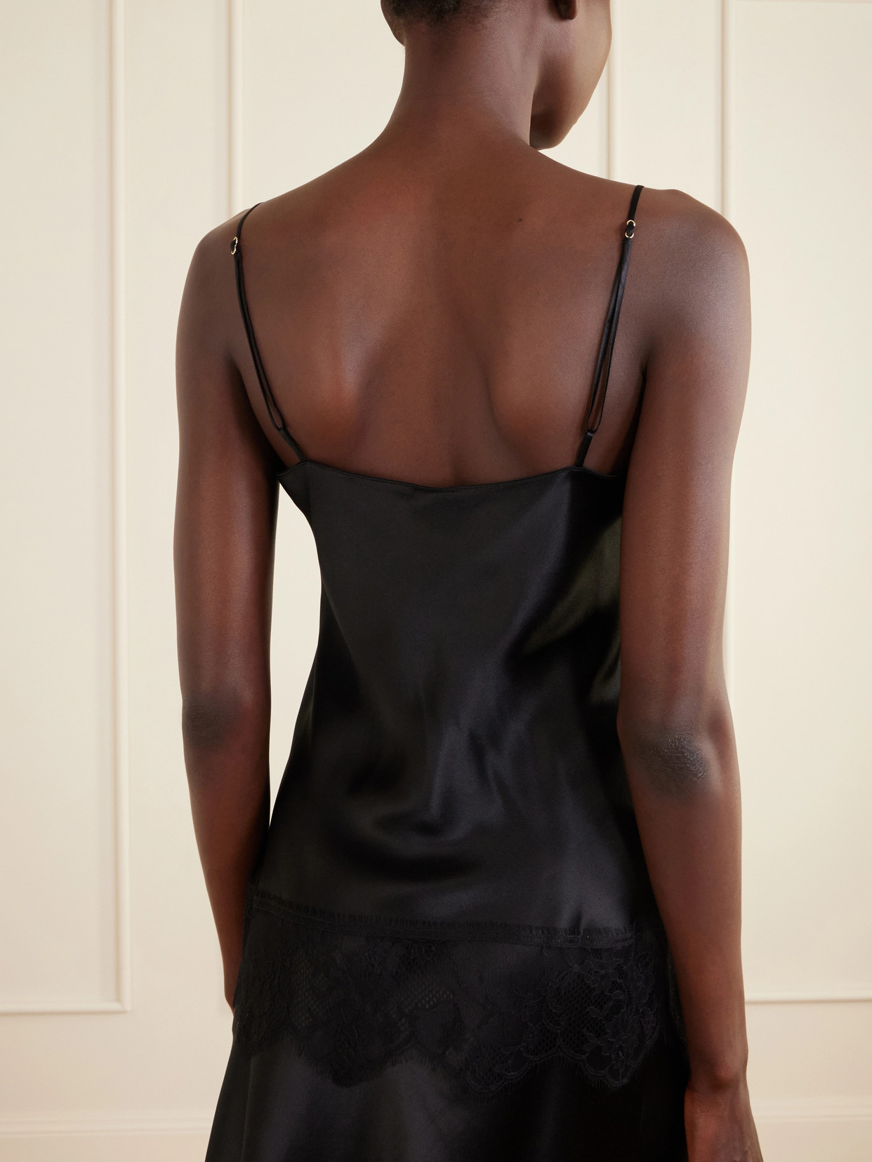 Lace-Trimmed Silk-Satin Camisole
