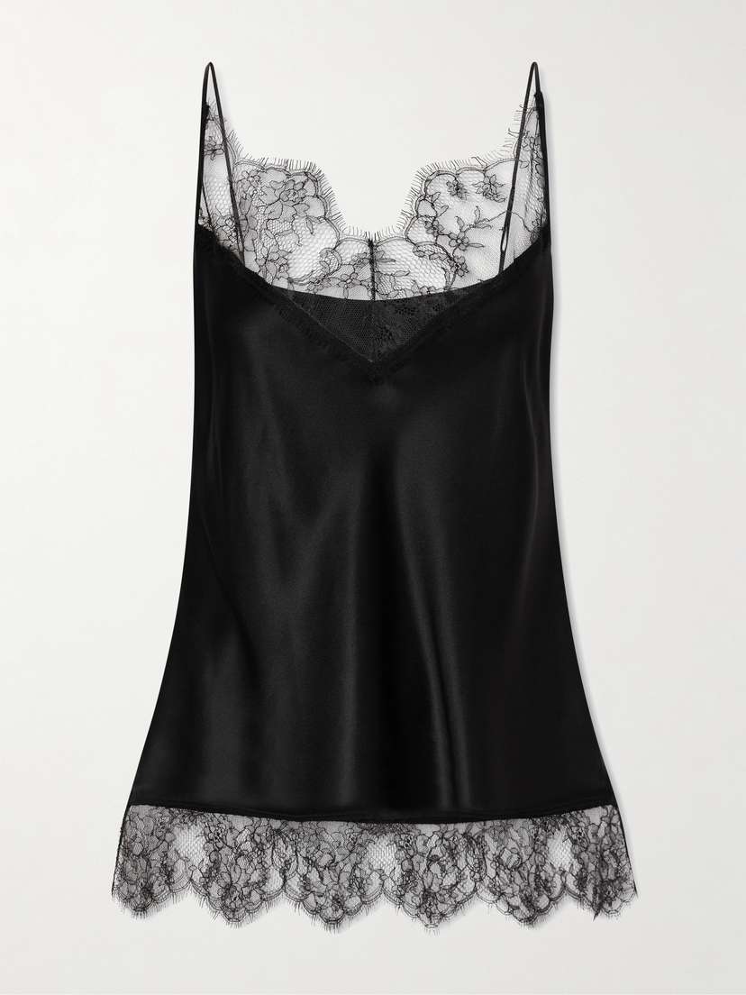 Carine Gilson Lace-trimmed Silk-satin Camisole
