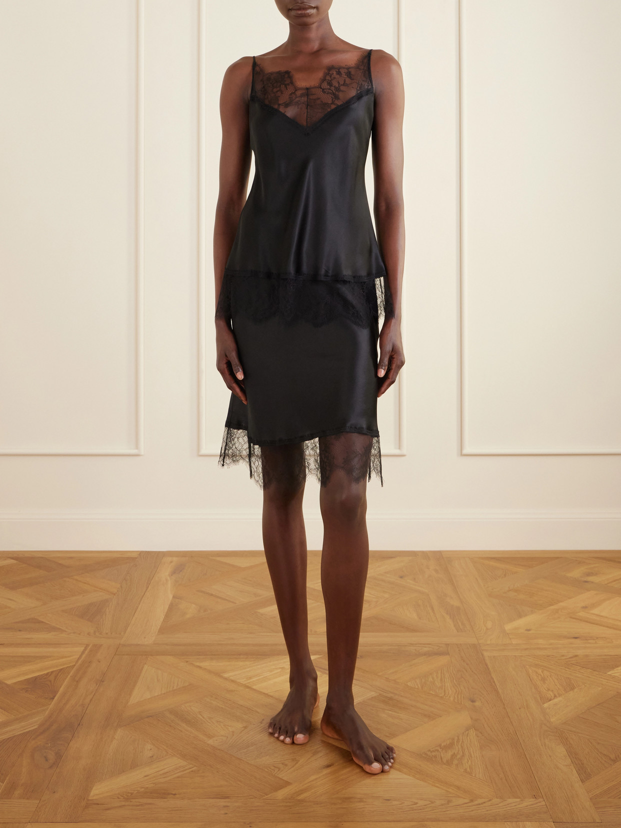 Lace-Trimmed Silk-Satin Camisole