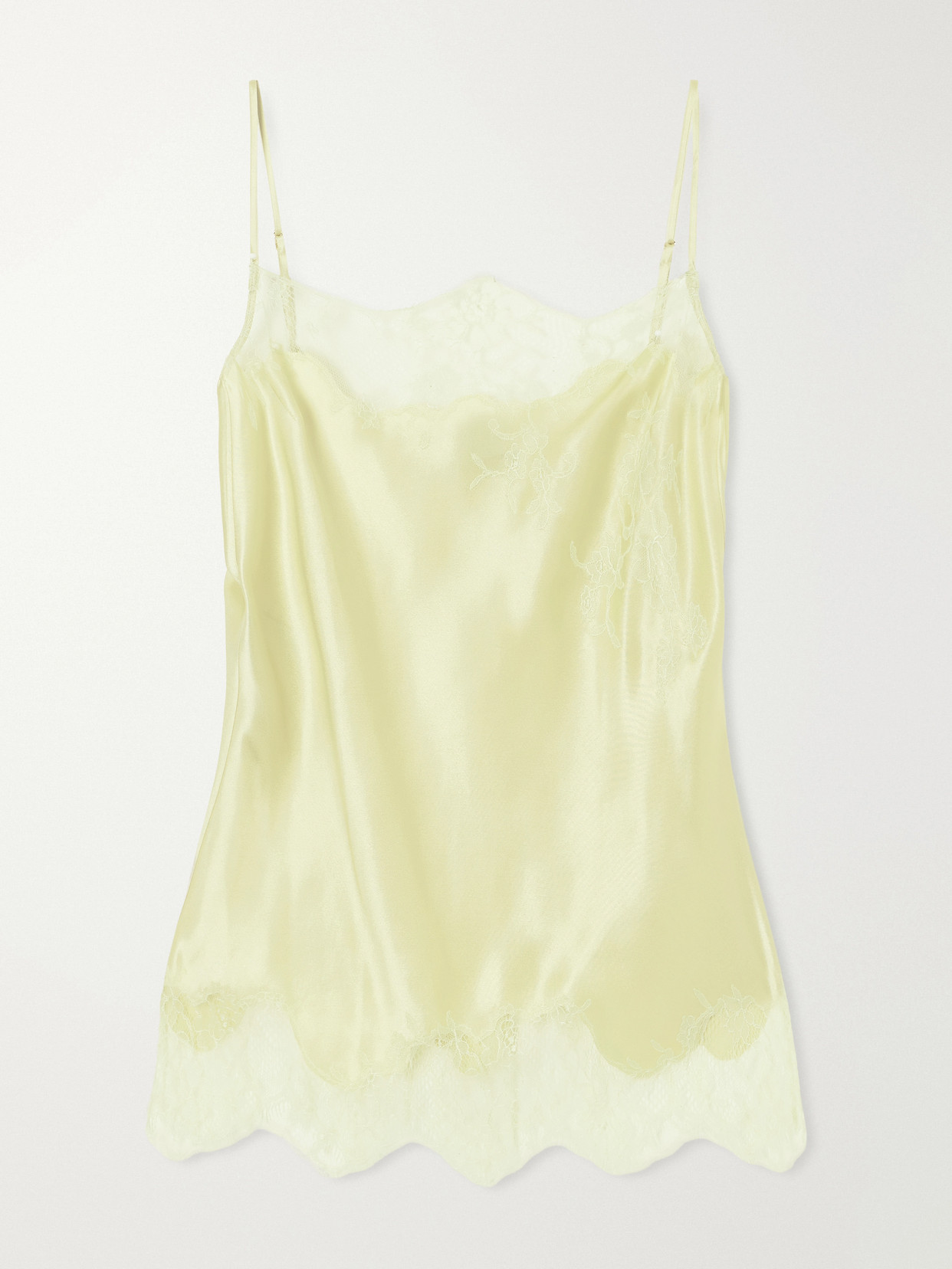 Carine Gilson Lace-trimmed Silk-satin Camisole In Green