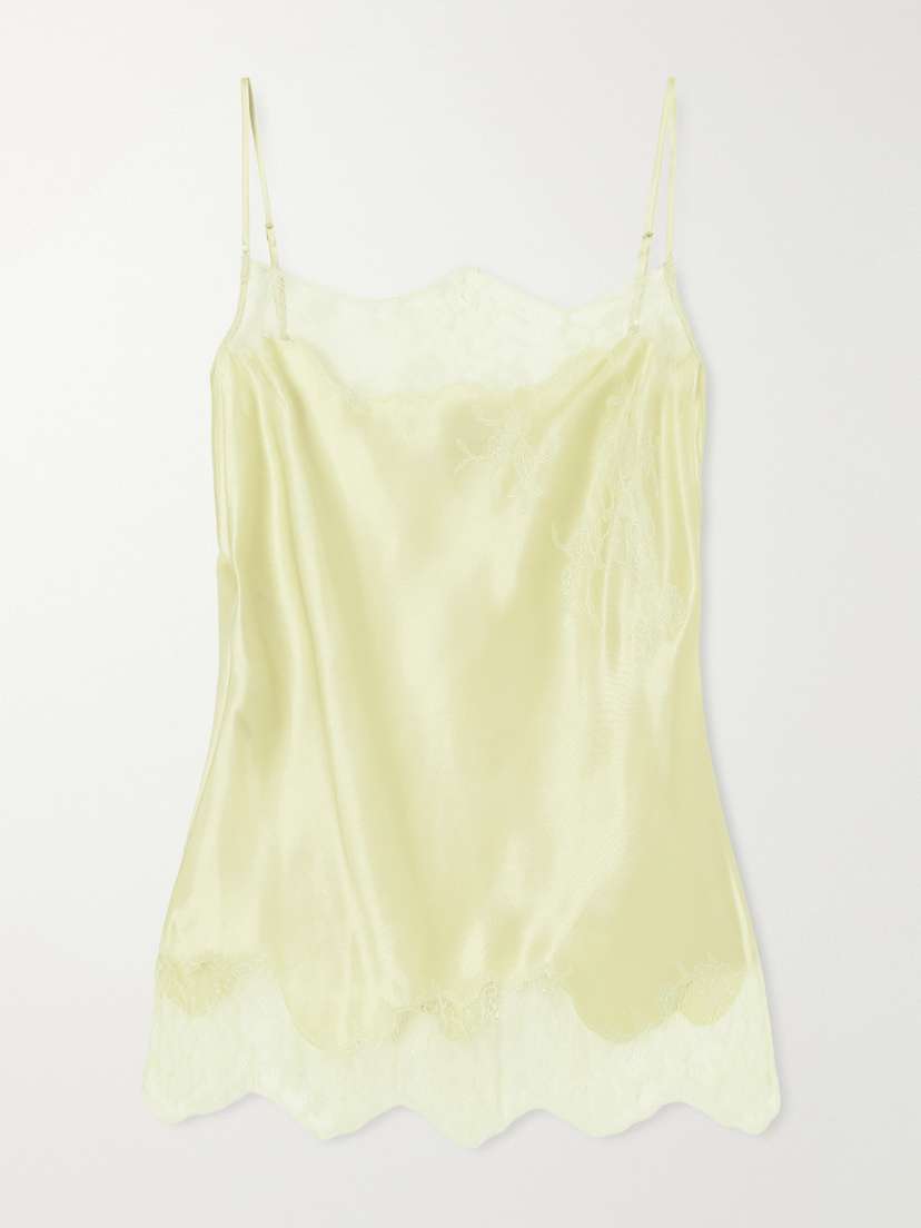 Carine Gilson Lace-trimmed Silk-satin Camisole