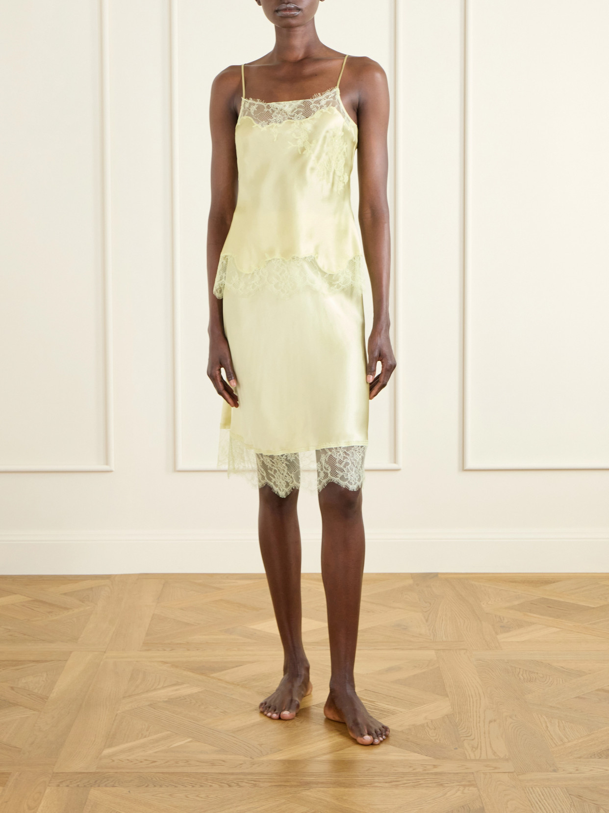 Lace-Trimmed Silk-Satin Camisole
