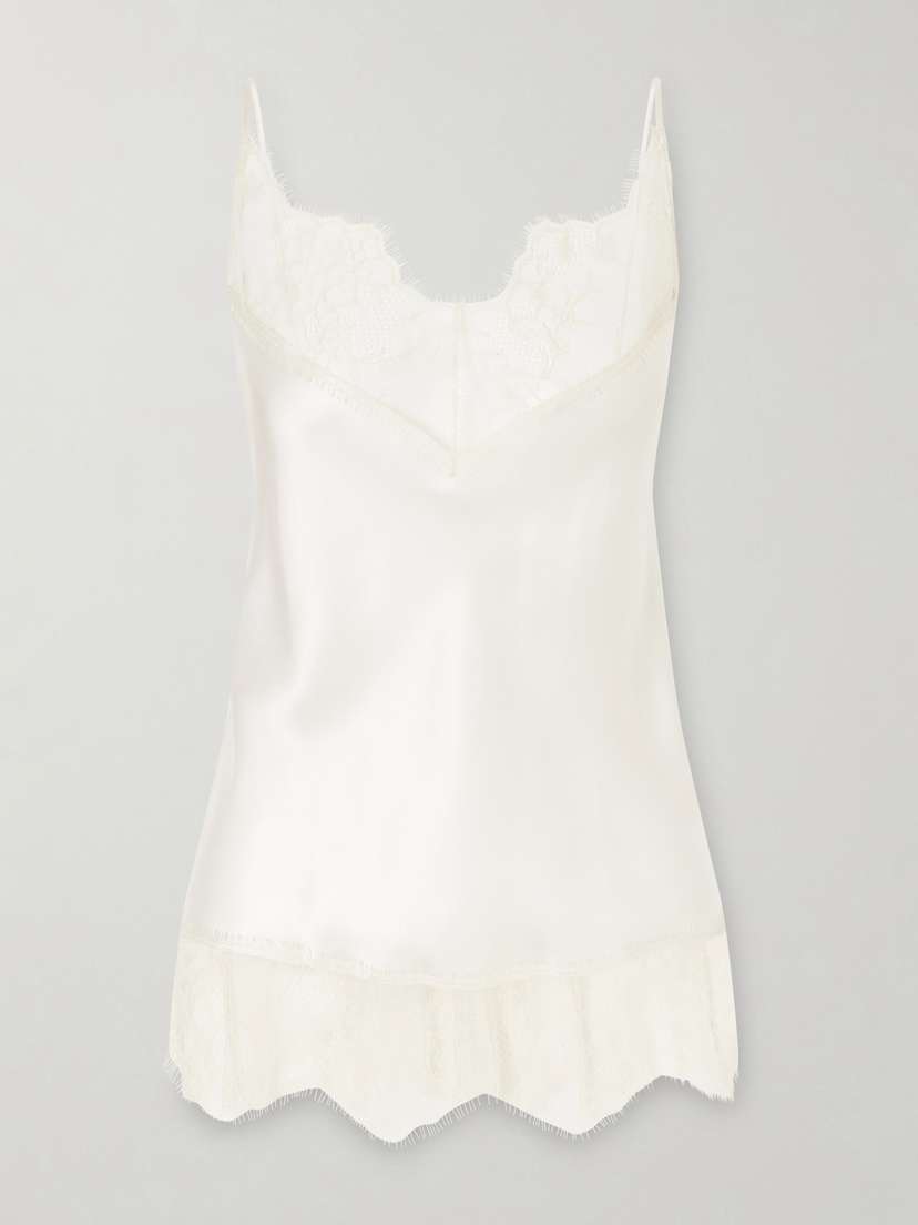 Carine Gilson Lace-trimmed Silk-satin Camisole