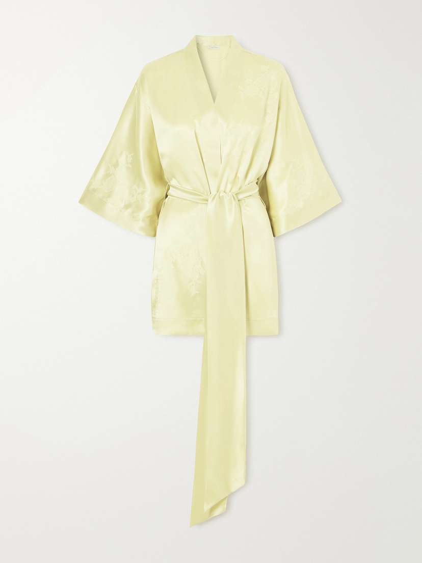 Carine Gilson Belted Embroidered Silk-satin Kimono