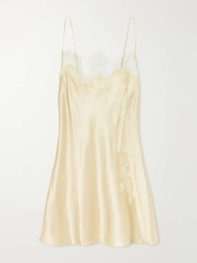 Carine Gilson Lace-trimmed Silk-satin Slip