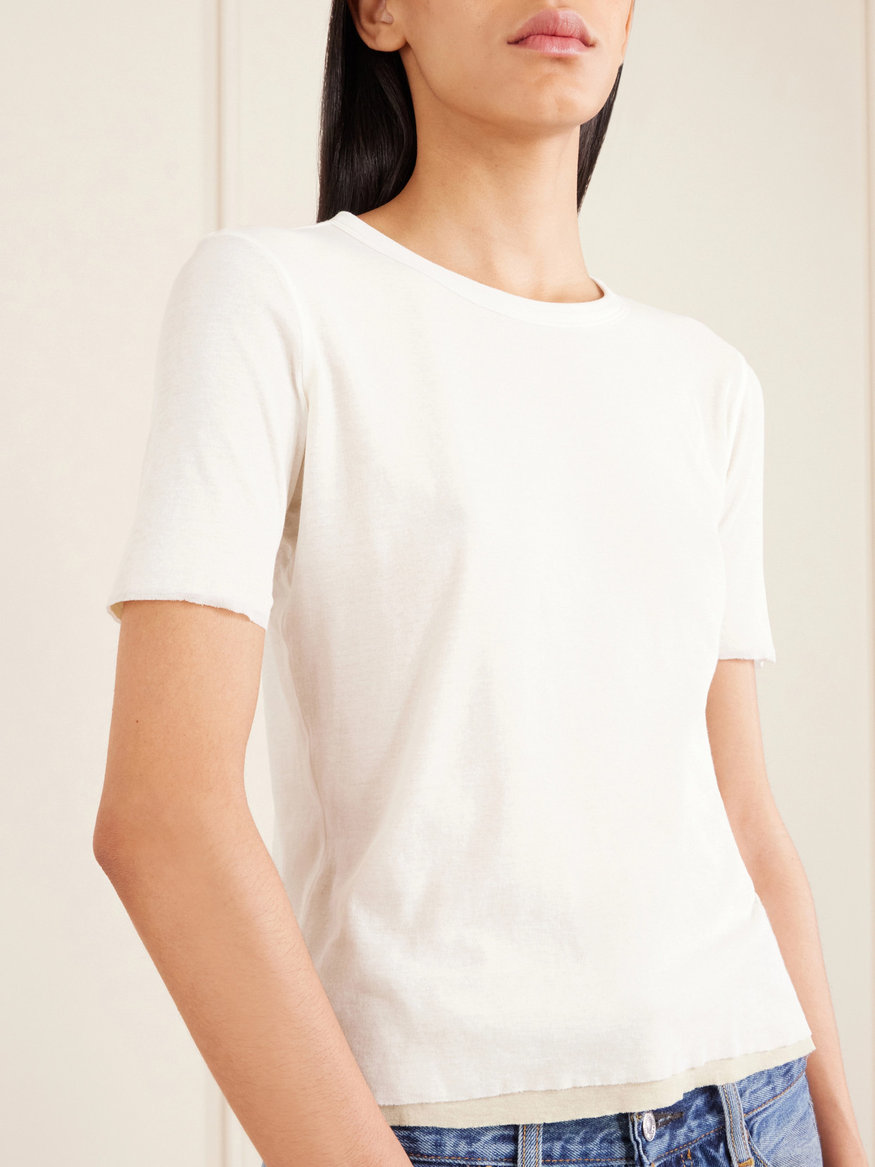 Reversible Ribbed-Knit Cotton-Crepe T-Shirt