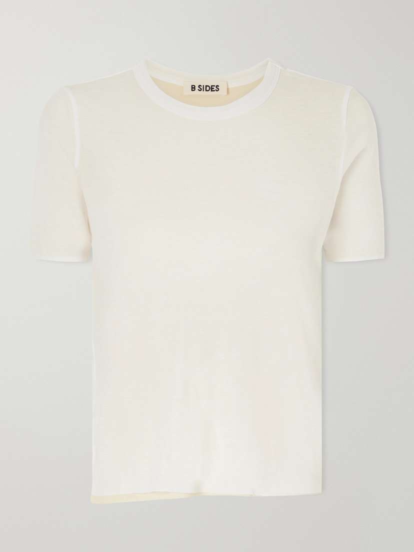 B SIDES Reversible Ribbed-knit Cotton-crepe T-shirt