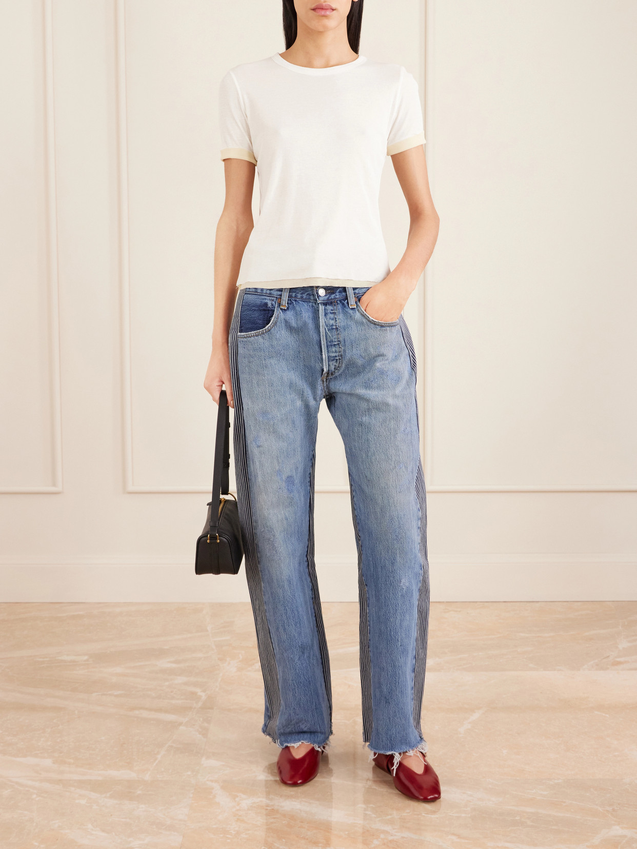 Reversible Ribbed-Knit Cotton-Crepe T-Shirt