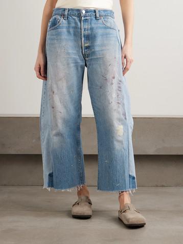 B Sides Lasso distressed cropped mid-rise wide-leg jeans
