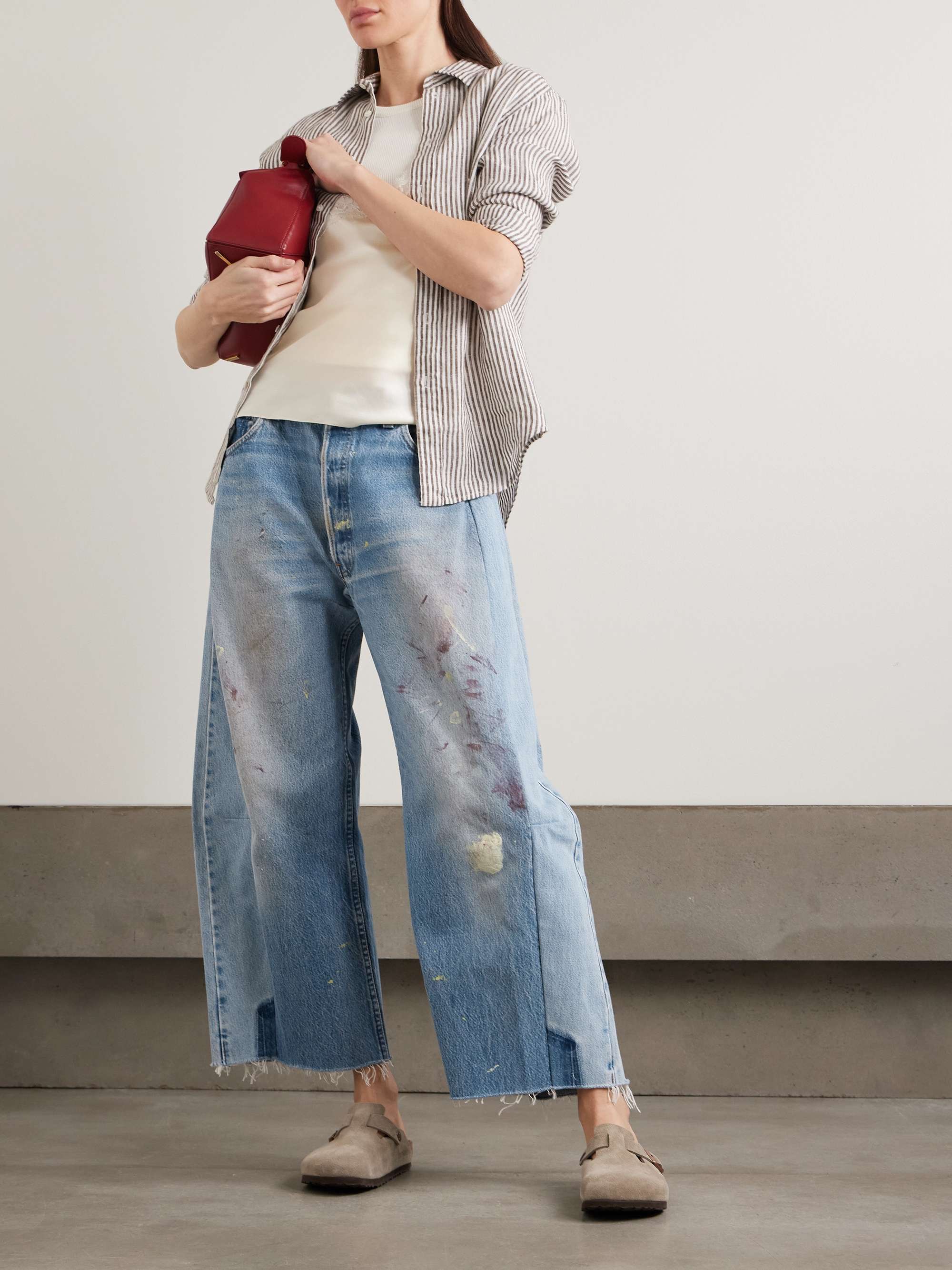 B SIDES Lasso two-toned cropped mid-rise wide-leg jeans