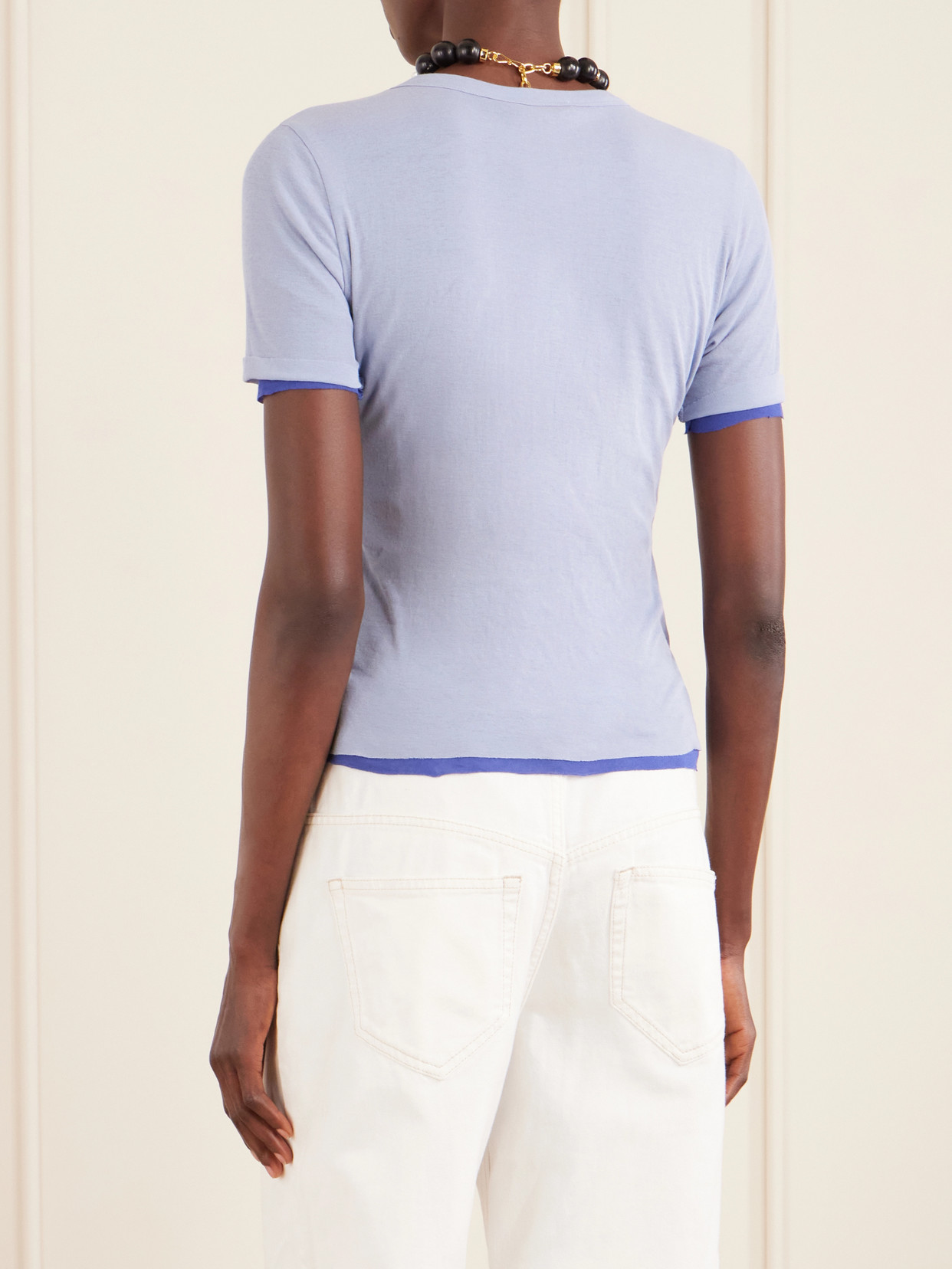Reversible Ribbed-Knit Cotton-Crepe T-Shirt