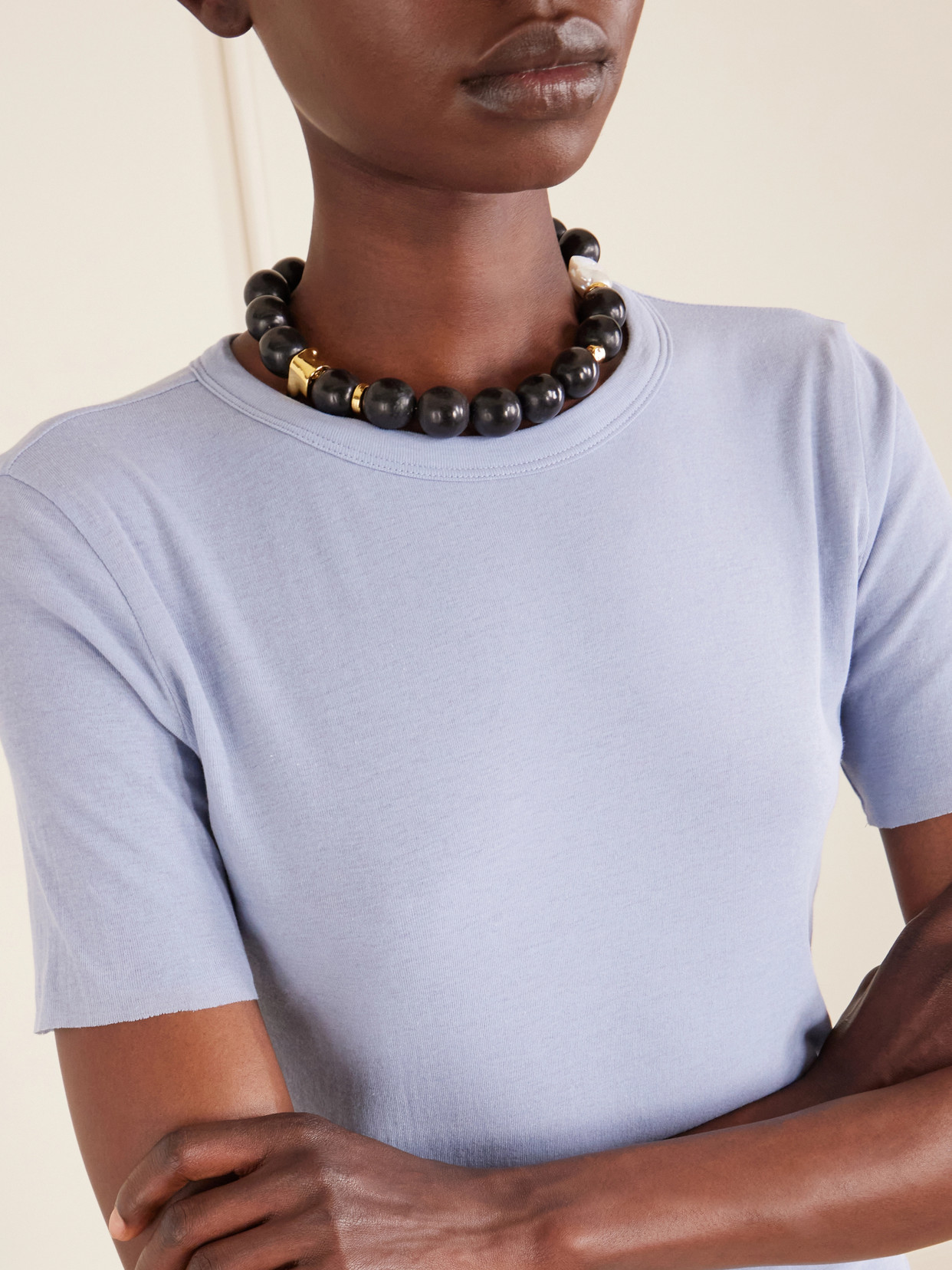 Reversible Ribbed-Knit Cotton-Crepe T-Shirt