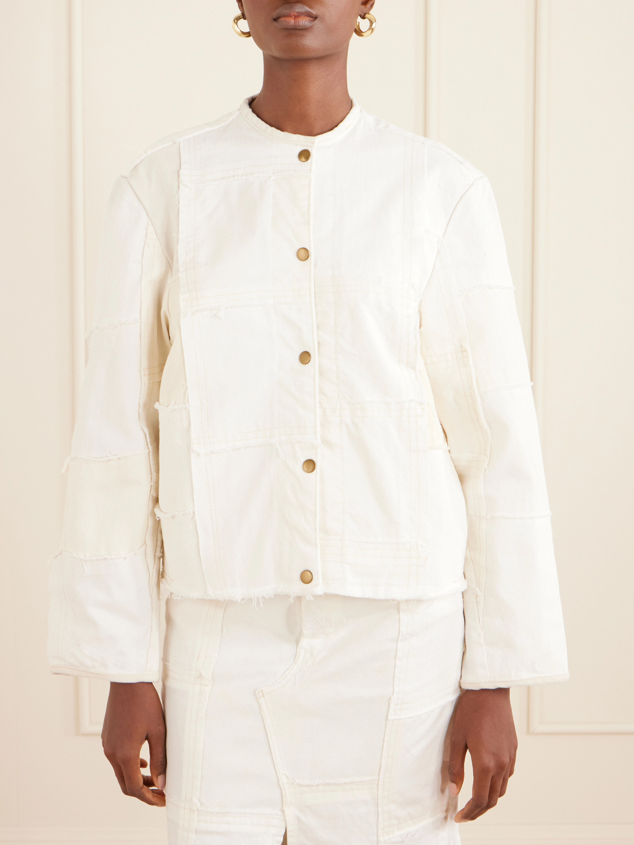 Madras Distressed Denim Jacket