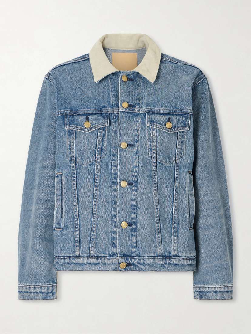 B SIDES Eth Suede-trimmed Denim Jacket