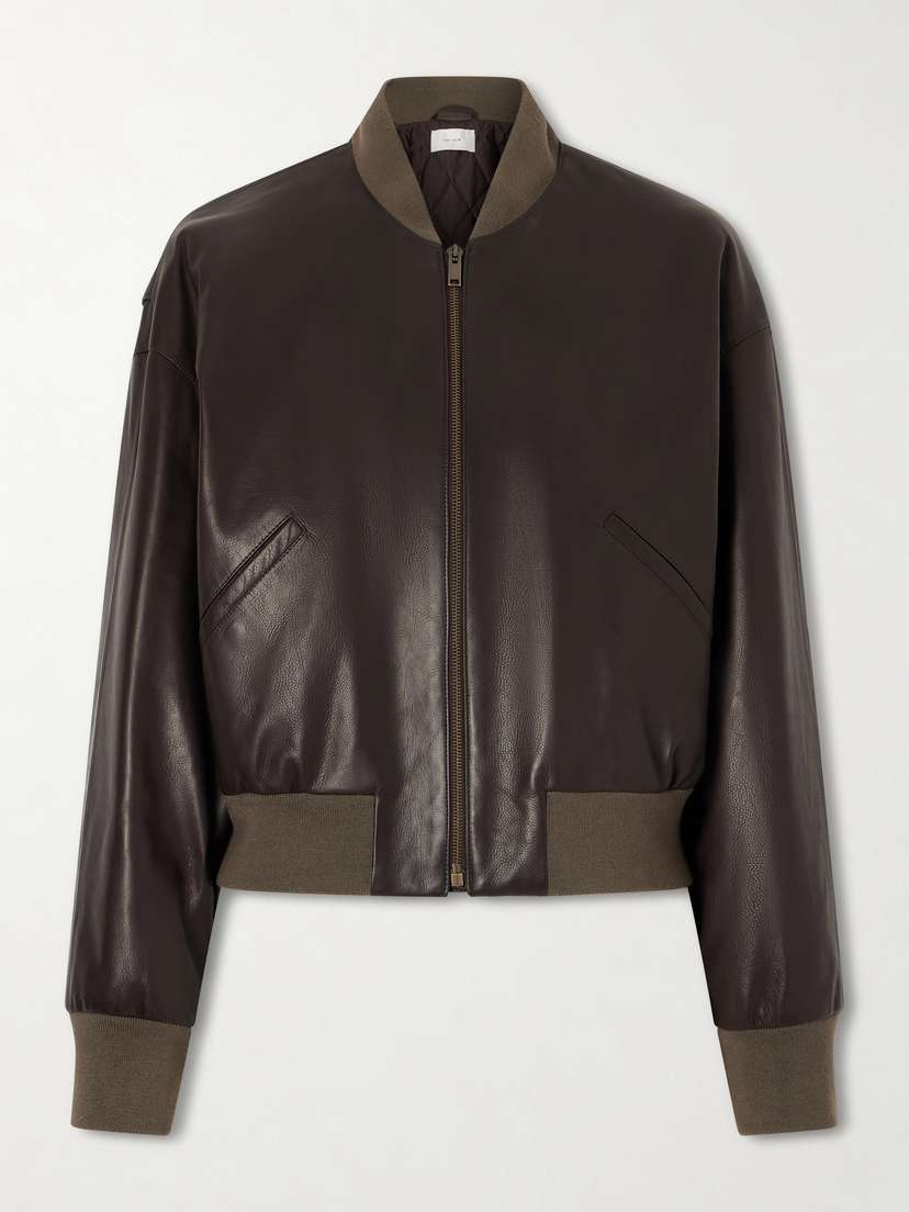The Row Morisel Leather Down Bomber Jacket