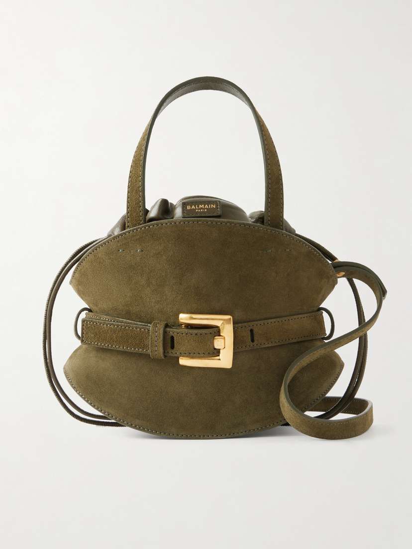 Balmain Shuffle Mini Suede Shoulder Bag