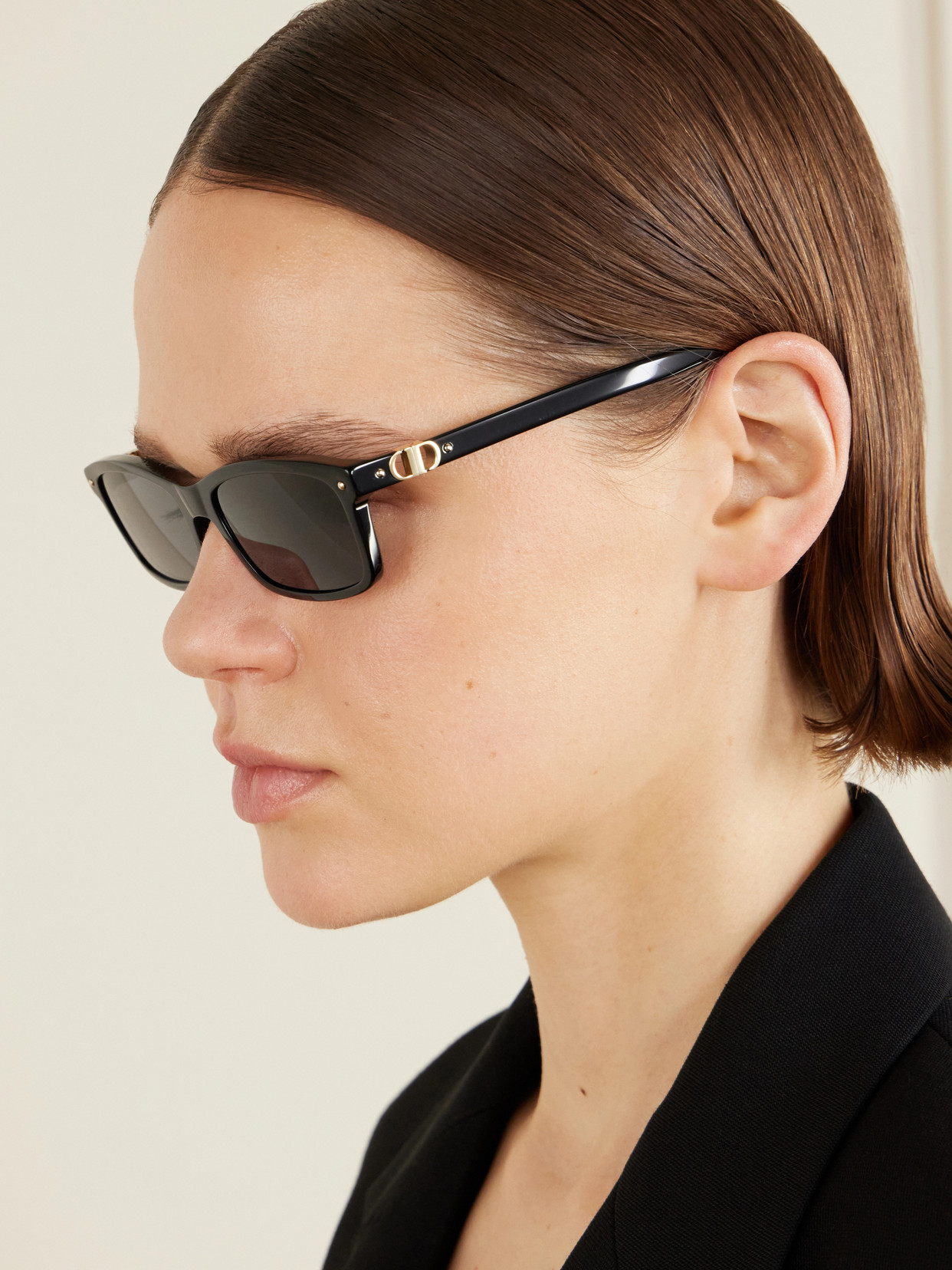 Dior Petit Cd S1i Rectangular-frame Acetate Sunglasses In Black