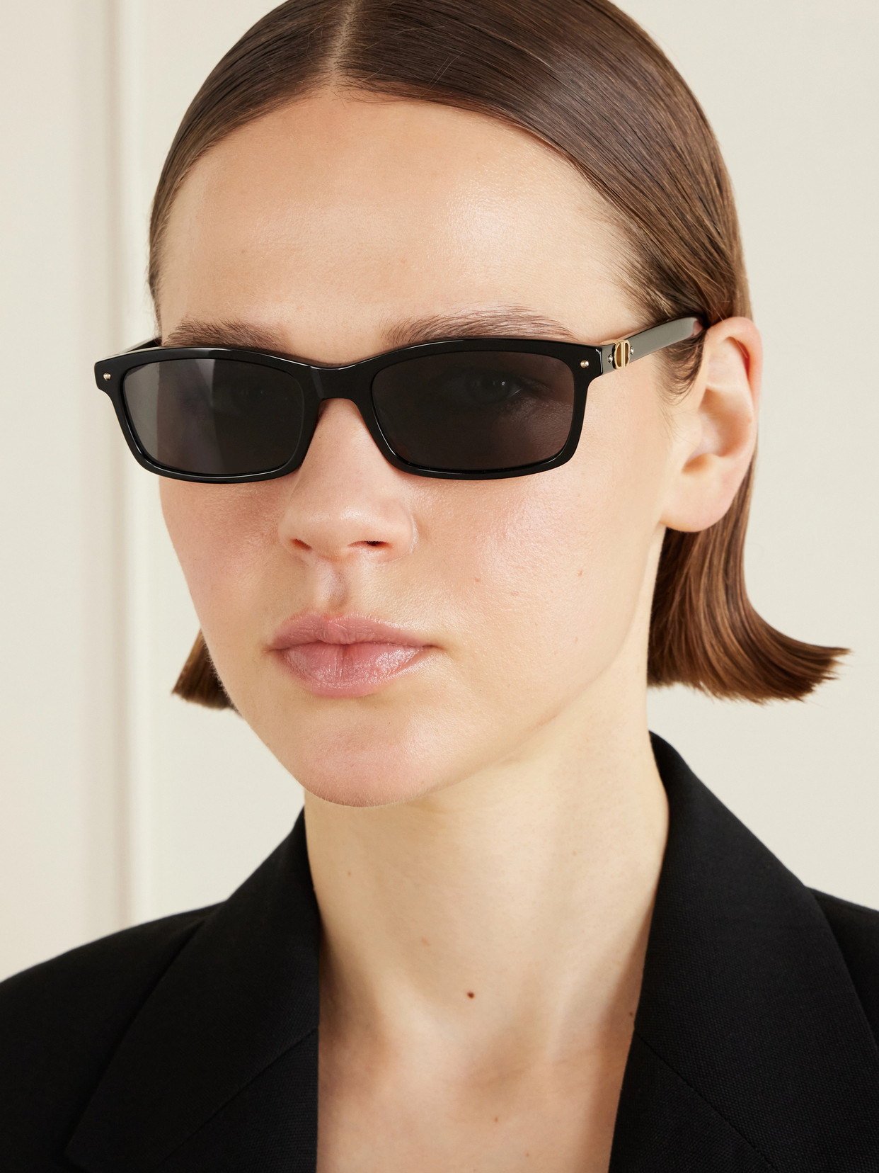 Dior Petit Cd S1i Rectangular-frame Acetate Sunglasses In Black