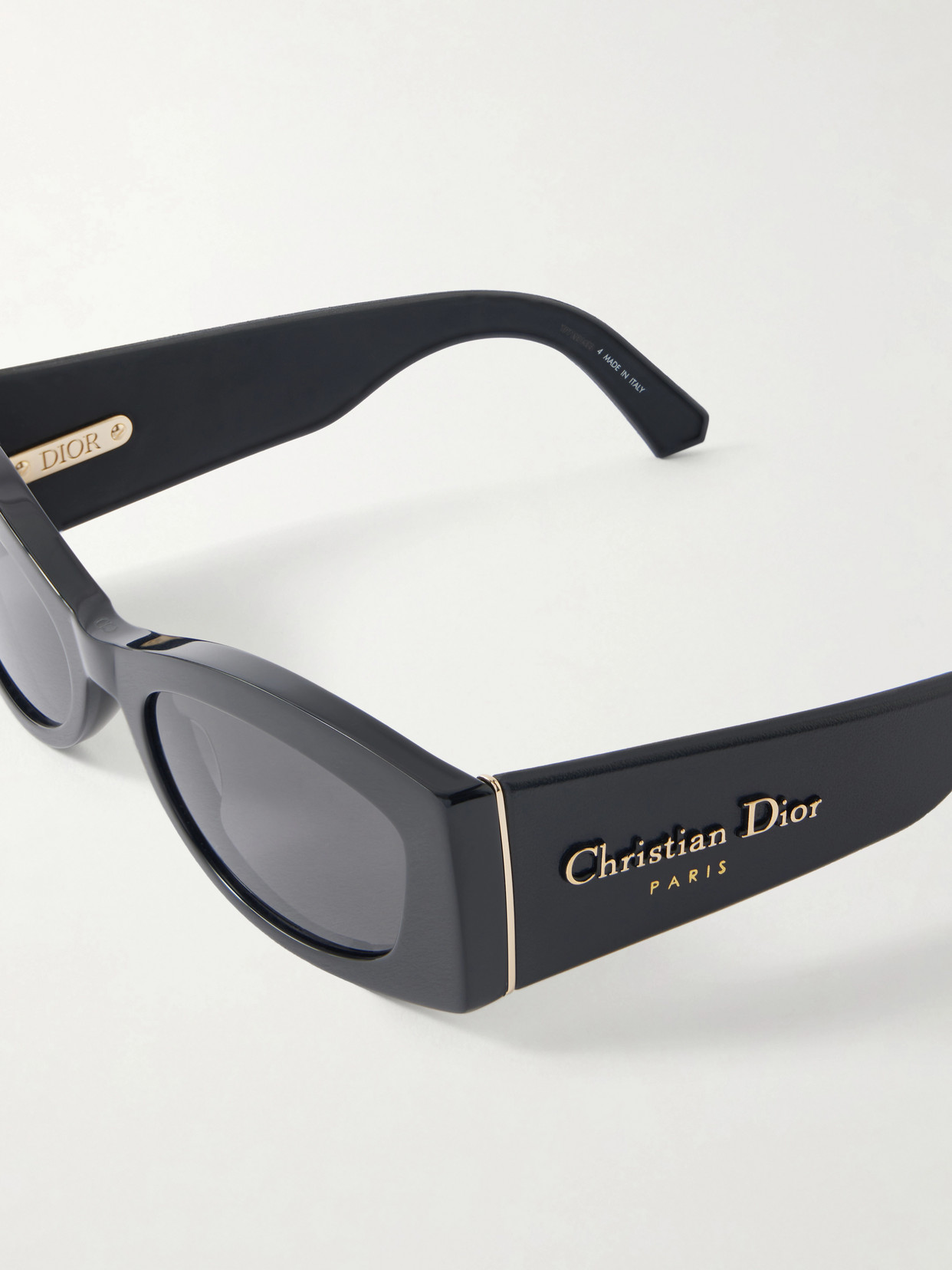 Dior Ombre S1i Rectangular-frame Leather-trimmed Acetate Sunglasses In Black