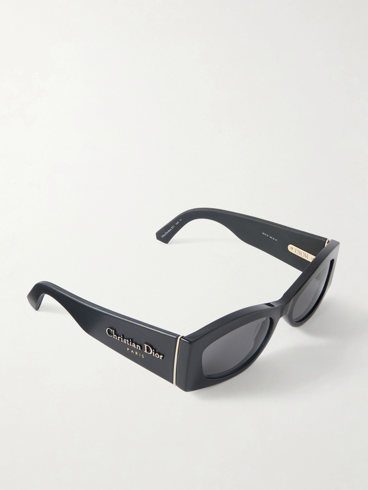 Dior Ombre S1i Rectangular-frame Leather-trimmed Acetate Sunglasses In Black