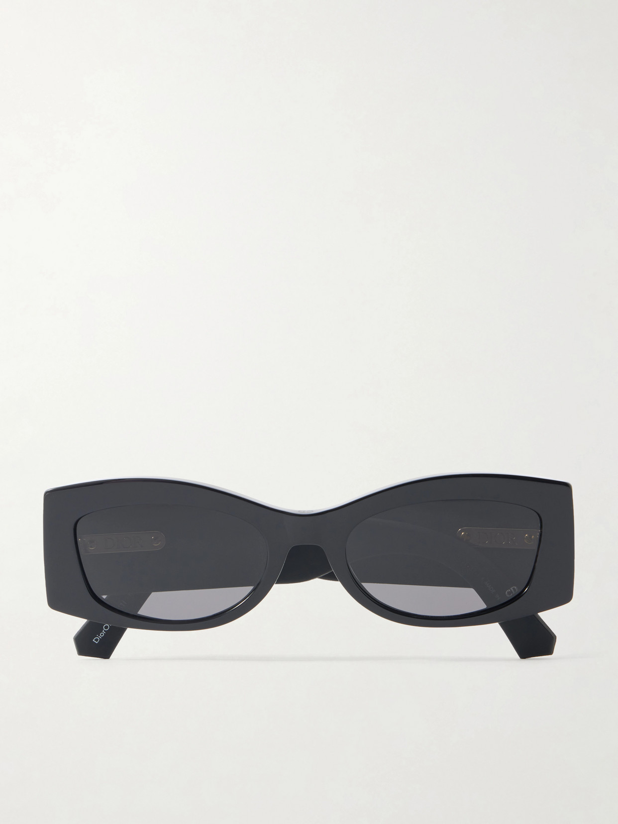 Dior Ombre S1i Rectangular-frame Leather-trimmed Acetate Sunglasses In Black