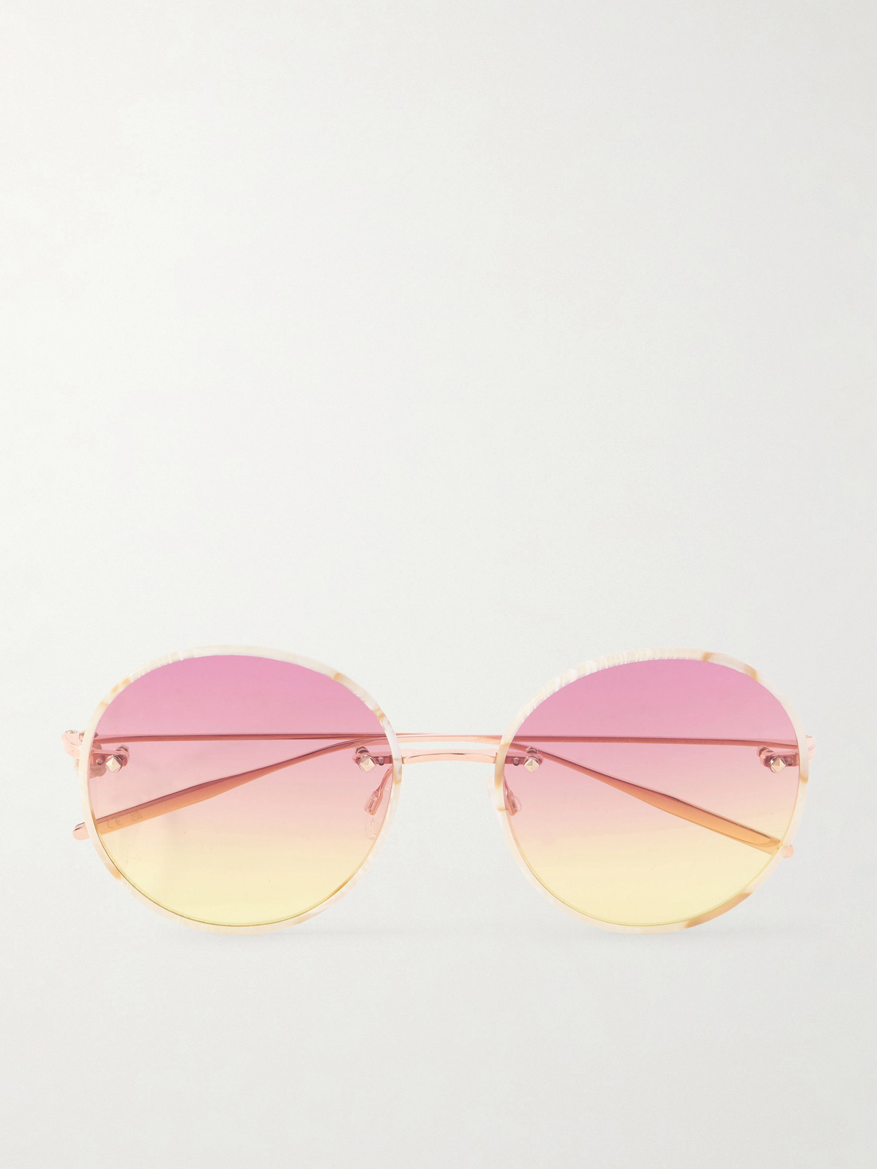 Barton Perreira Rigby Round-frame Acetate And Rose-gold Tone Sunglasses In Pink