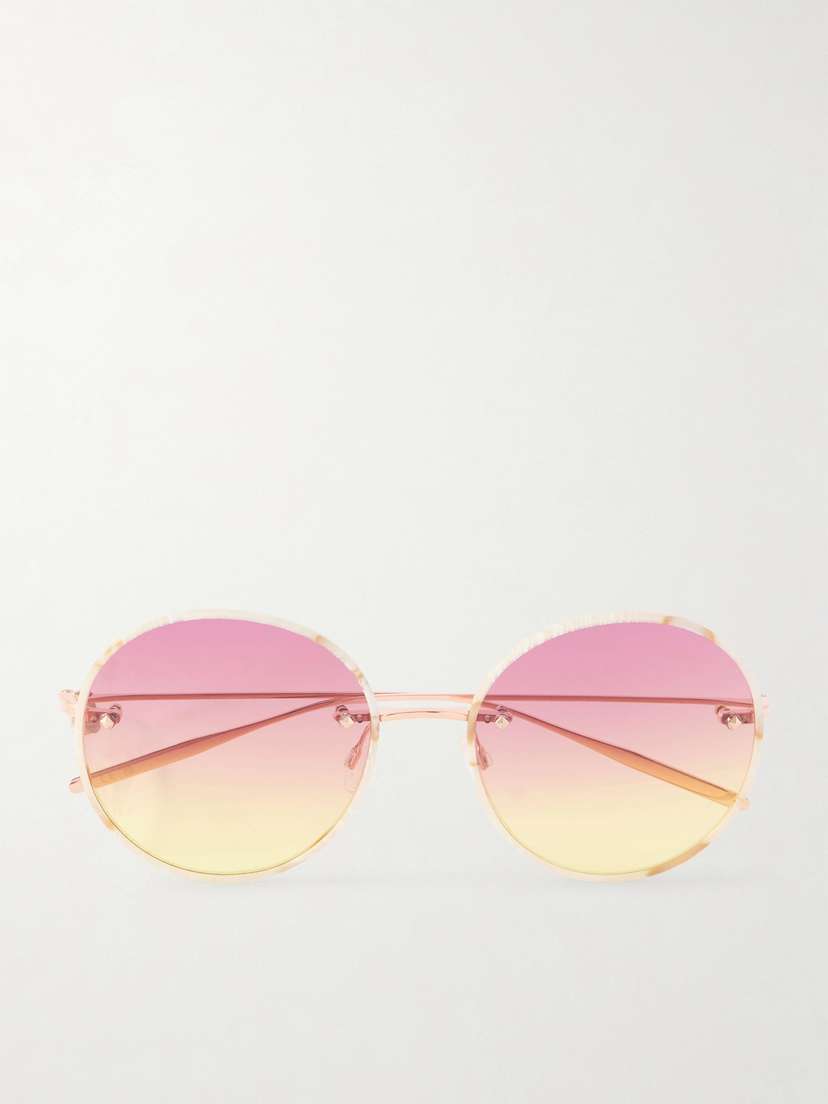 BARTON PERREIRA Rigby Round-frame Acetate And Rose-gold Tone Sunglasses