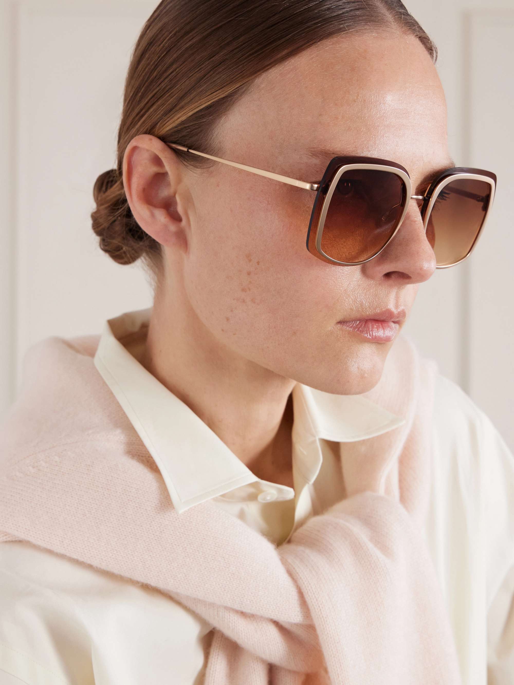 BARTON PERREIRA Halima oversized square-frame gold-tone titanium