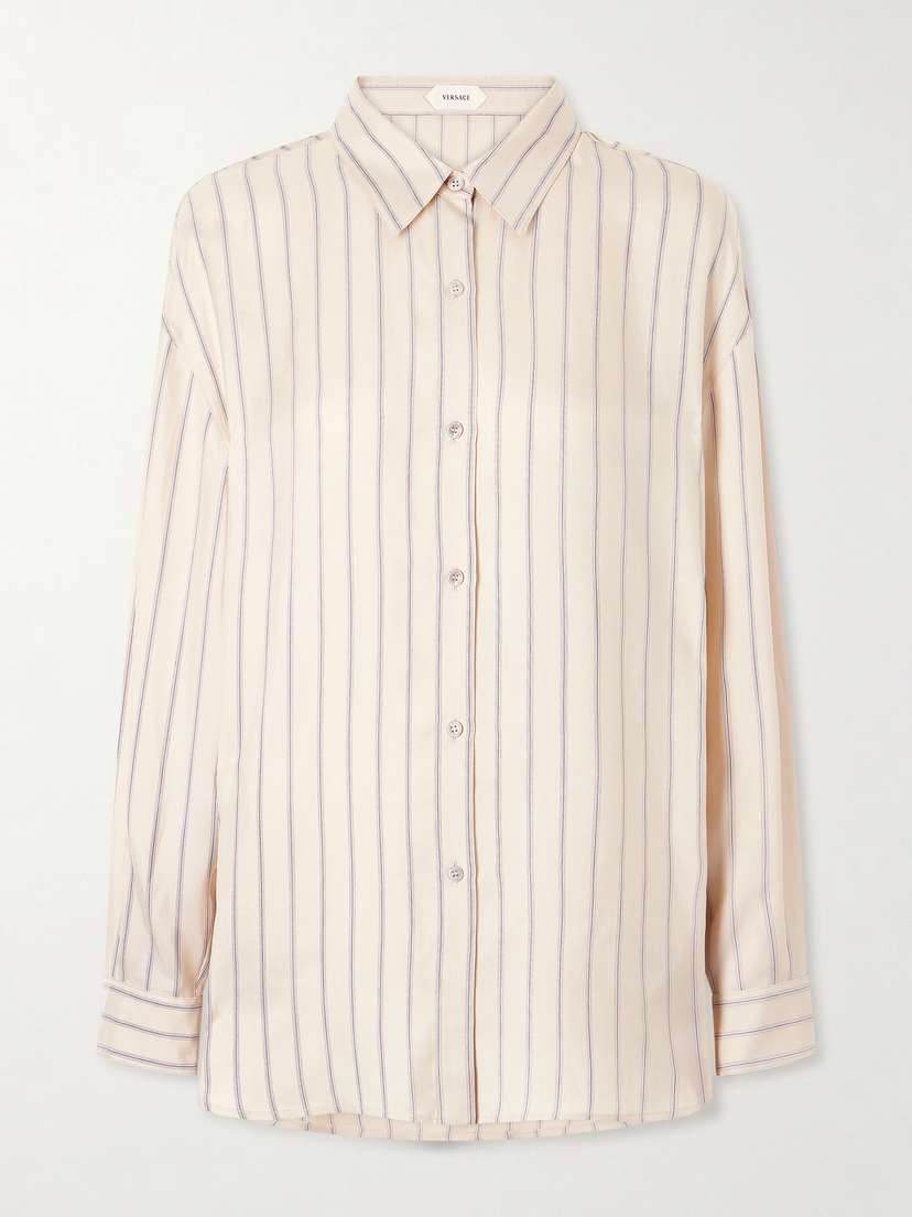 Versace Pinstriped Silk-twill Shirt