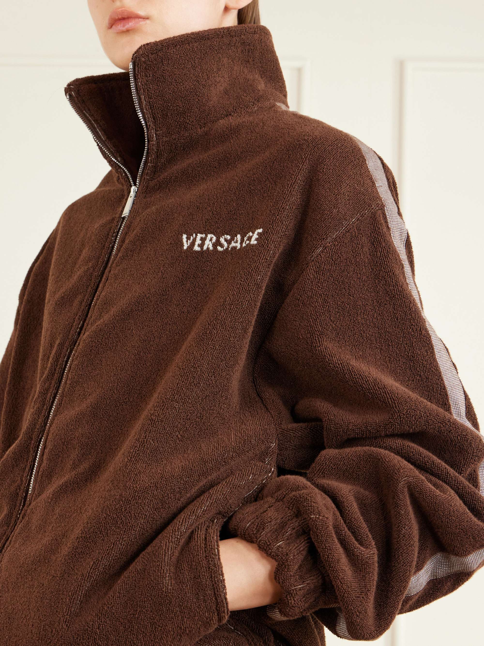 VERSACE Jacquard-knit cotton-terry zip-up track jacket | NET-A-PORTER