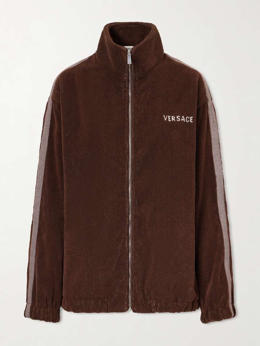 Versace Jacquard-knit Cotton-terry Zip-up Track Jacket