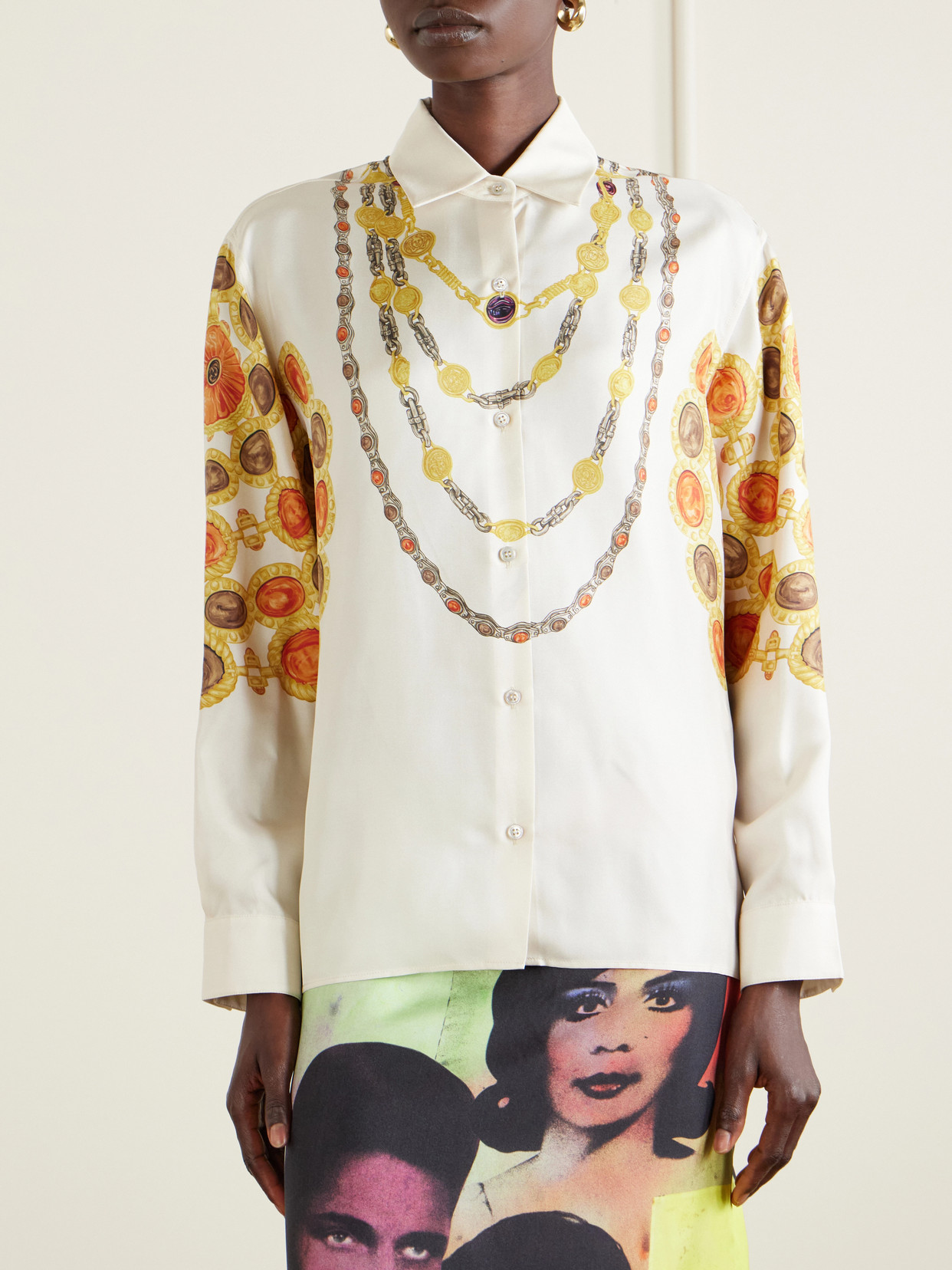 Printed Silk-Twill Shirt