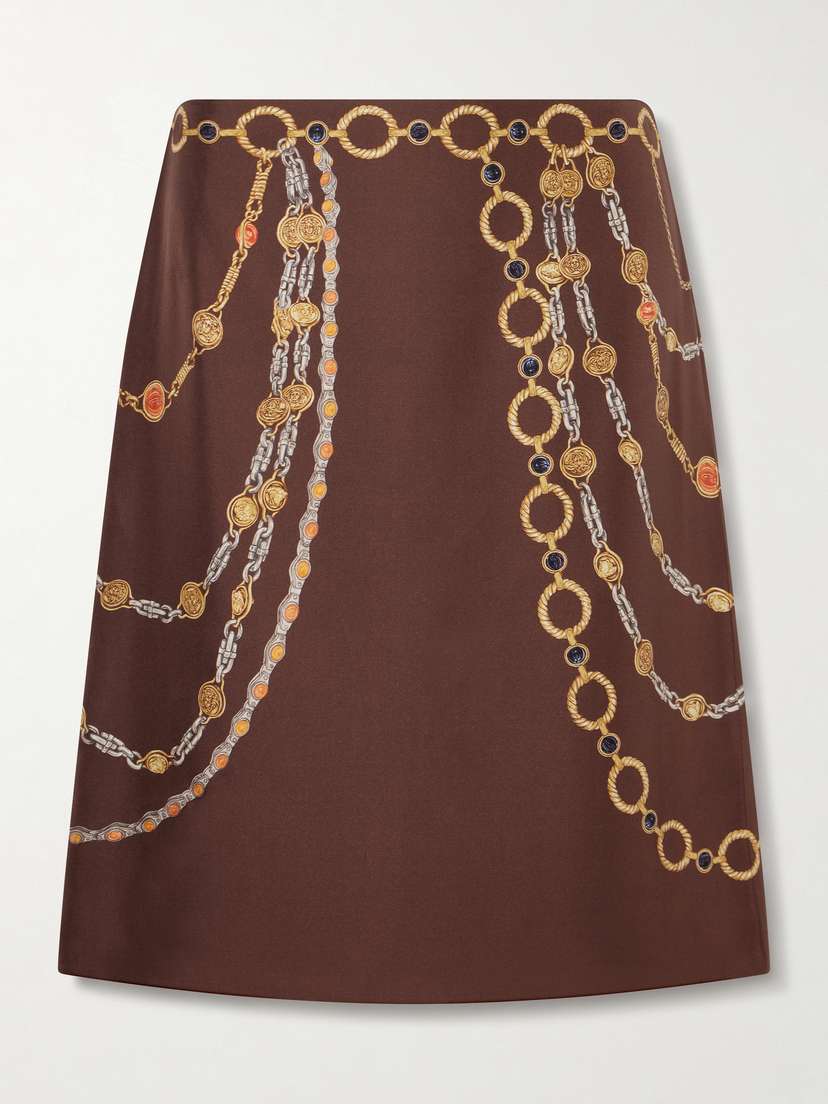 Versace Printed Silk-twill Knee-length Skirt