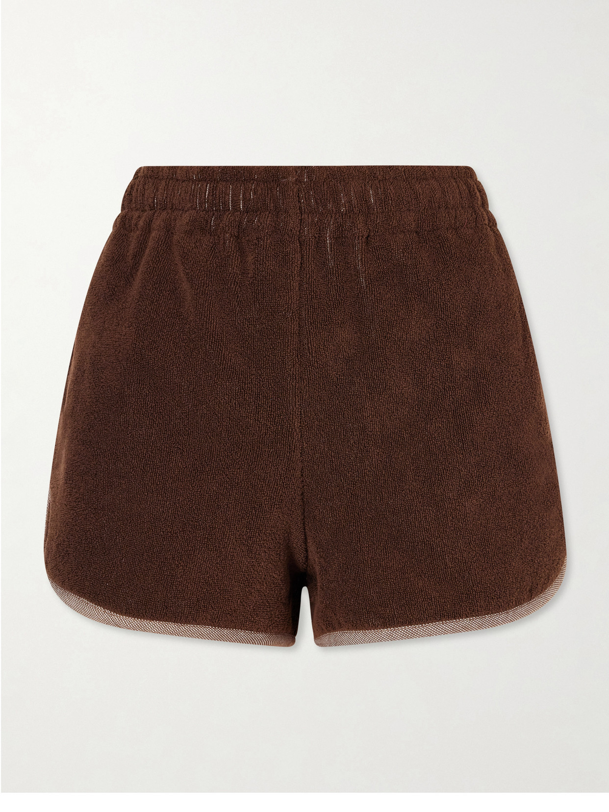 Versace Jacquard-knit Cotton-terry Shorts In Brown
