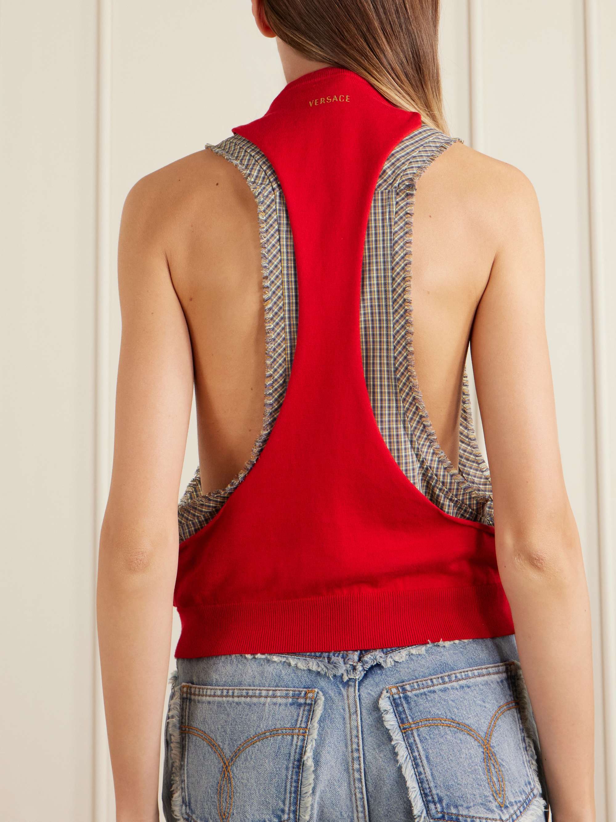 VERSACE ノースリーブス VERSACE Sleeveless embroidered cotton tank top | NET-A-PORTER