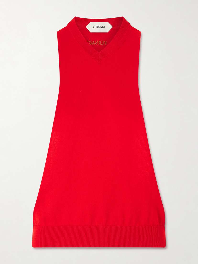 Versace Sleeveless Embroidered Cotton Tank Top