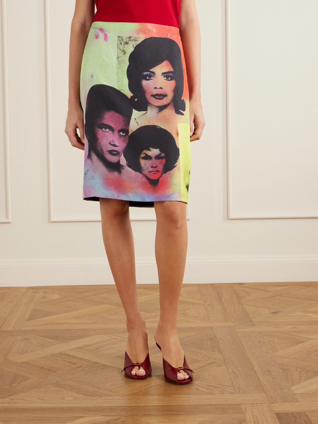 Versace Printed Silk Twill Pencil Skirt In Animal Print