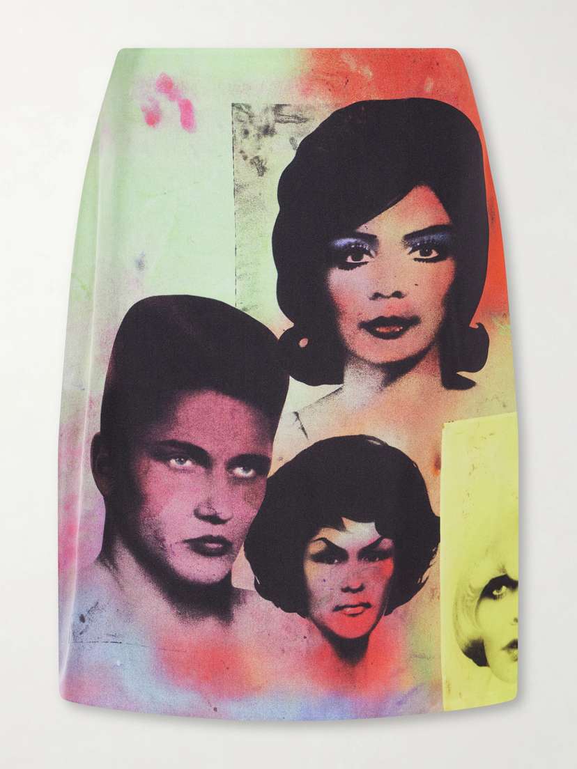 Versace Printed Silk-twill Midi Skirt