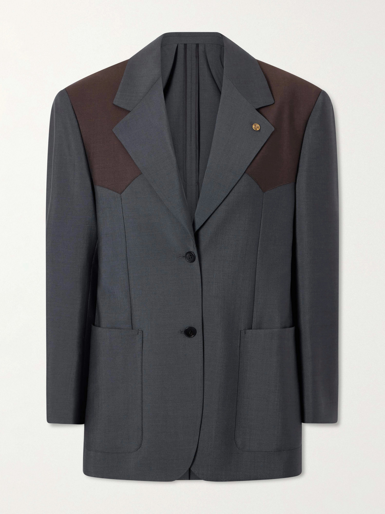 Versace Wool And Mohair-blend Blazer In Gray