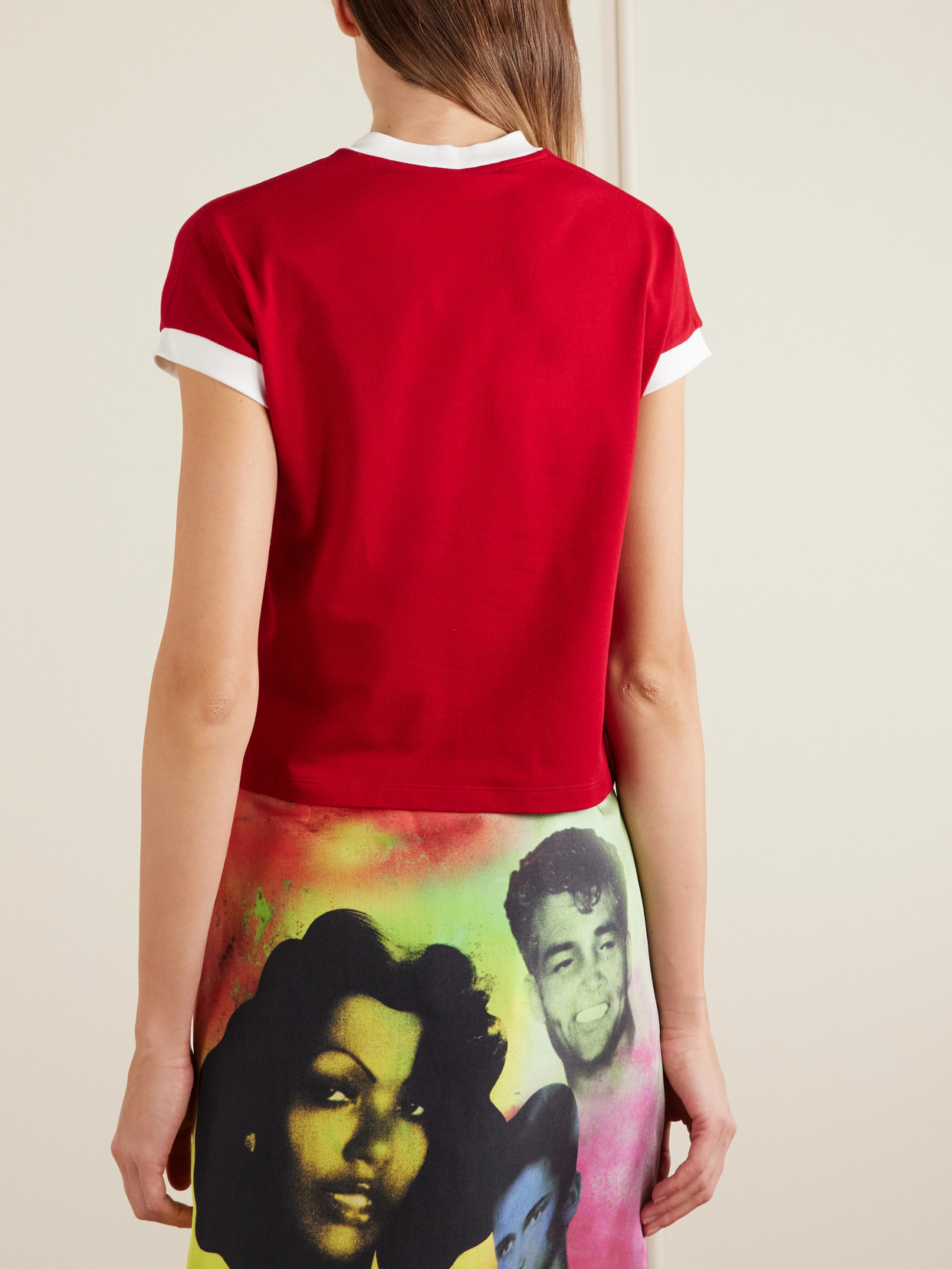 Versace Cotton V Neck Top Short Sleeves Buttons In Multi