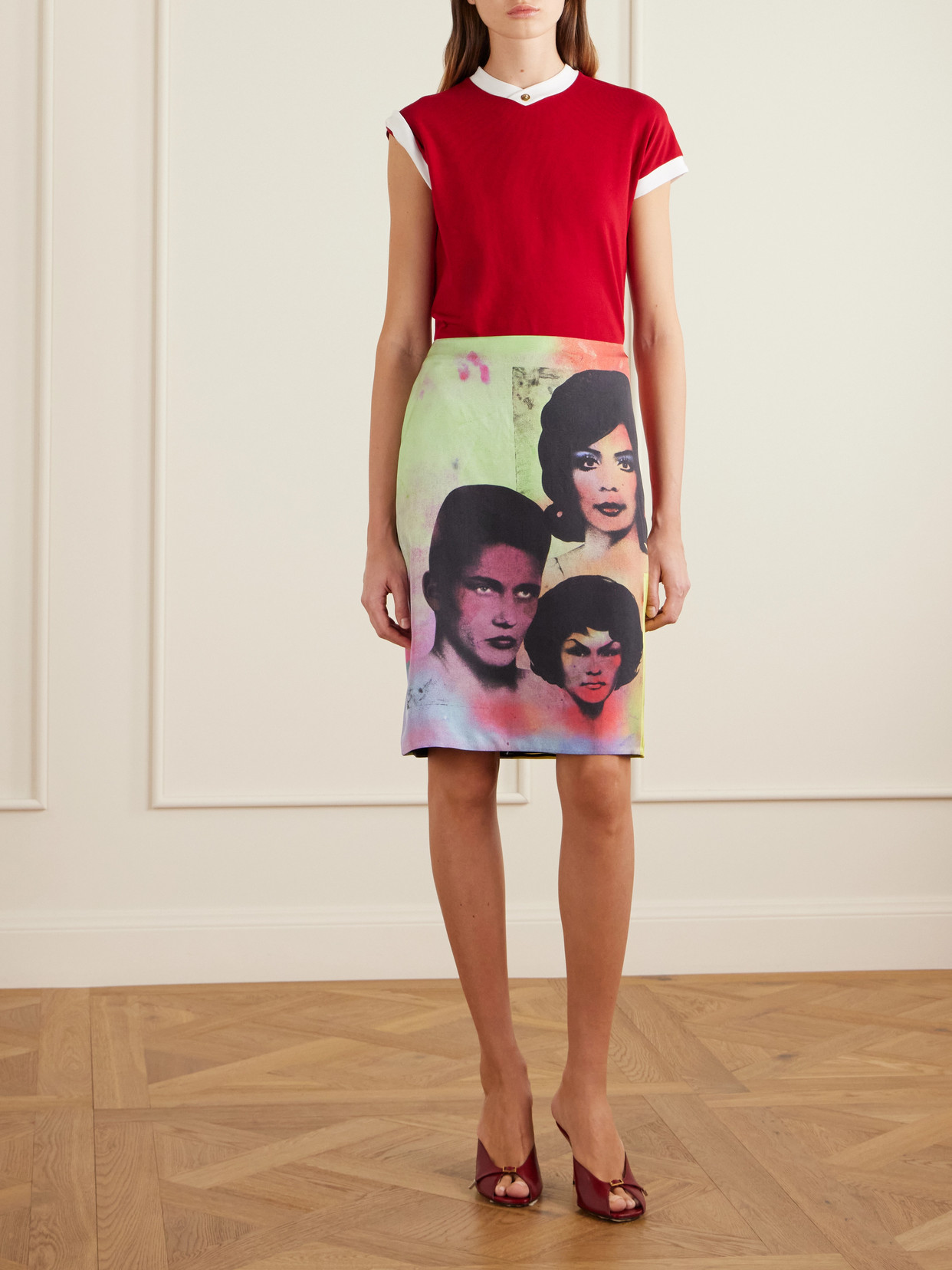 Versace Cotton V Neck Top Short Sleeves Buttons In Multi