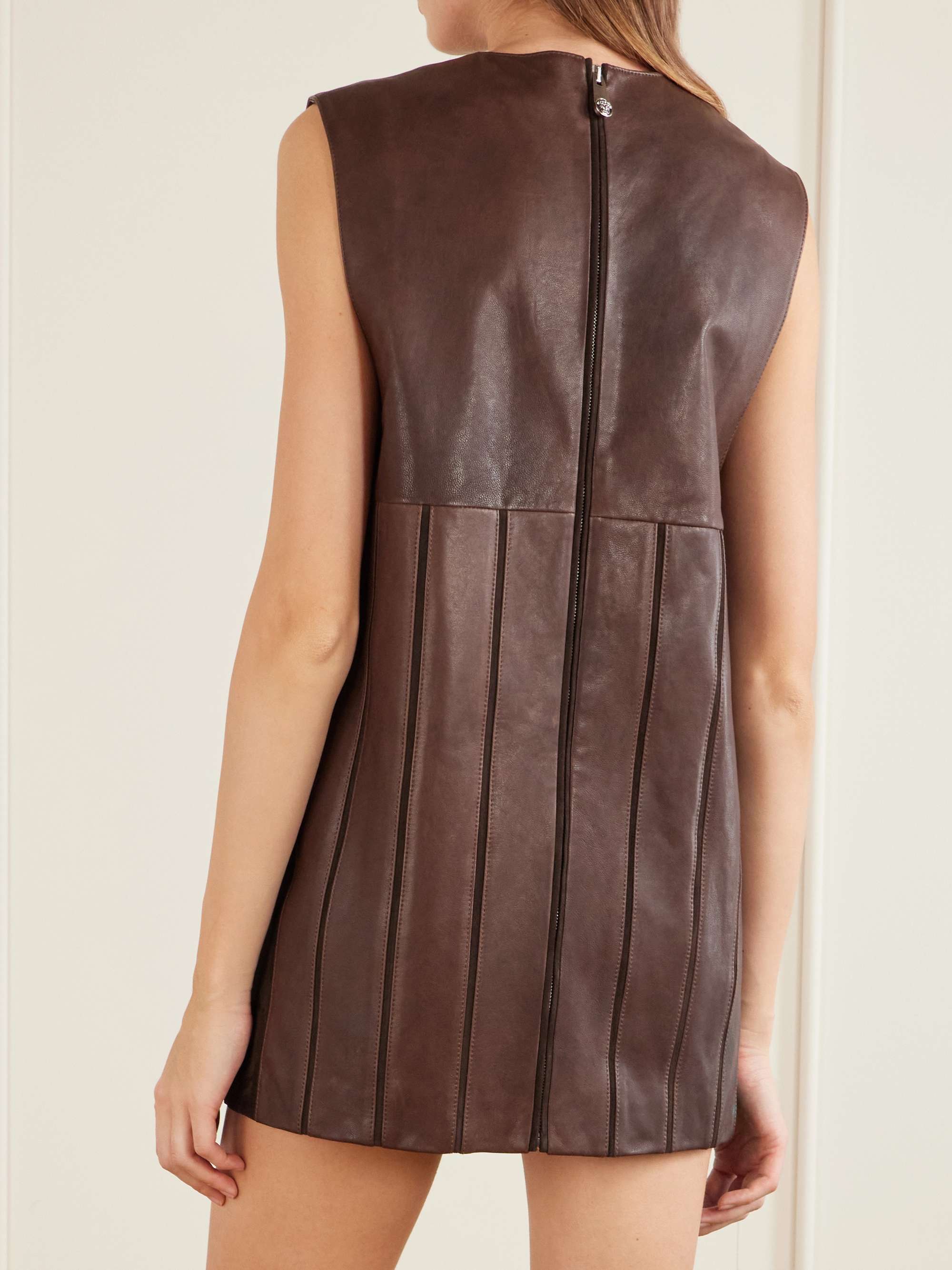VERSACE Patchwork suede-trimmed leather mini dress | NET-A-PORTER